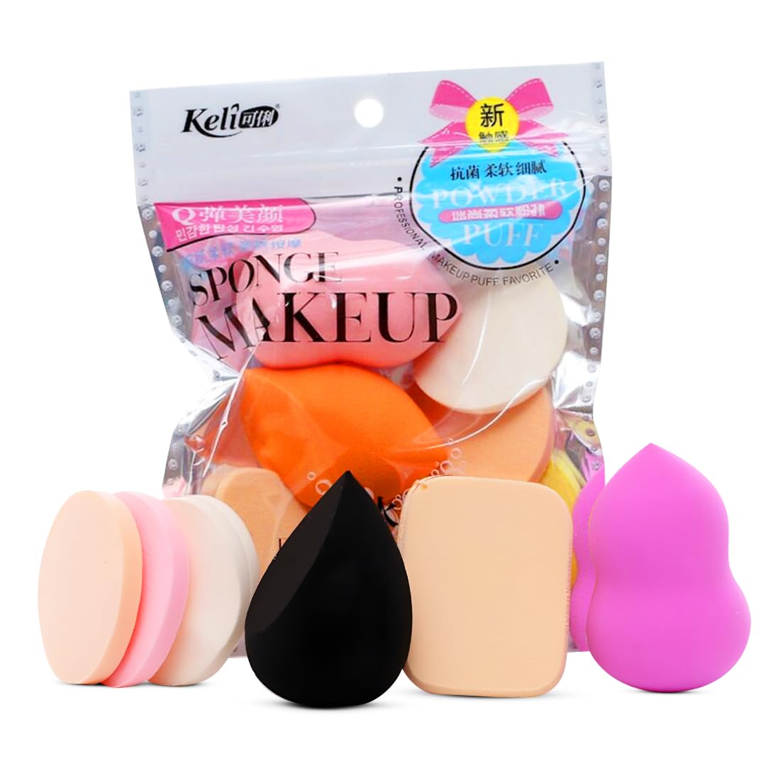 6-Piece Multibrite Beauty Blender Sponge Set - Flawless Liquid Foundation, Cream & Powder Makeup Applicator - Wet & Dry Cosmetic Sponge for Women & Girls (Multicolor) | Perfect for Daily Makeup, Contouring & Professional Beauty Application