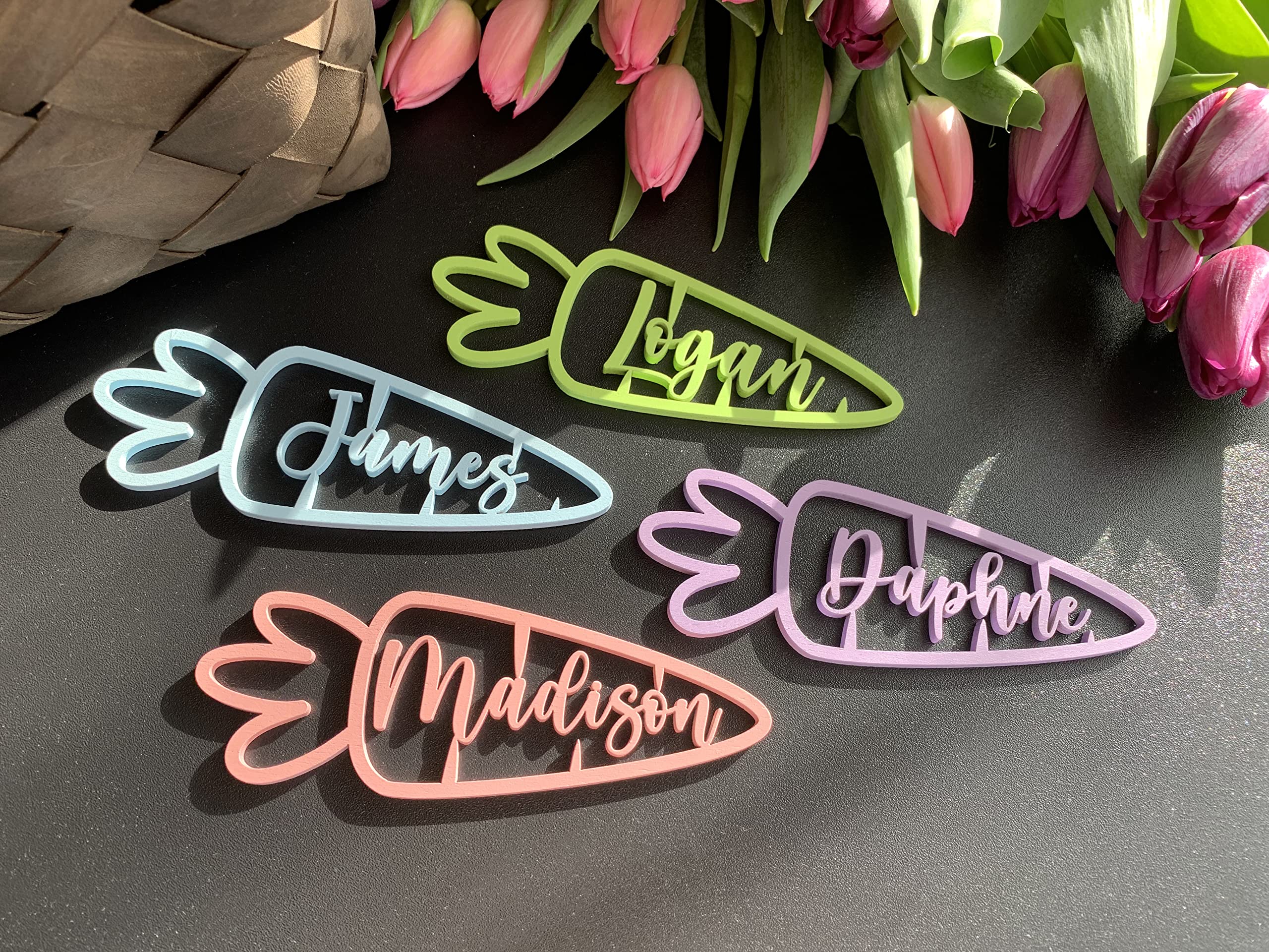 Personalized Easter Basket Tags - Custom Name Carrot Tags for Easter Decorations, Easter Table Place Cards & Gift Tags - Perfect for Easter Party Favors, Egg Hunt & Spring Celebrations
