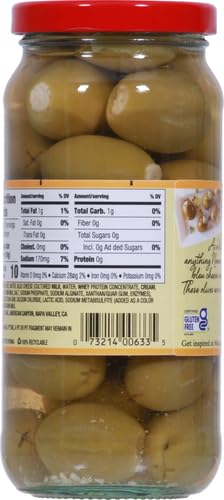 Mezzetta Stuffed Olives with Bleu Cheese Filling - 9.5oz Jar | Gourmet Appetizer for Charcuterie Boards & Cocktail Parties