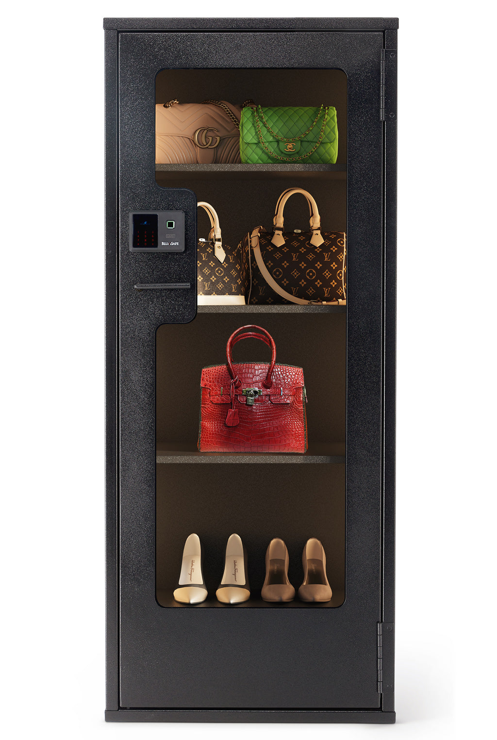 BlumSafe Secure Display Cabinet for Watches - Premium Watch Storage Case with Lock for Jewelry & Collectibles - Perfect for Home, Office or Retail Store Display