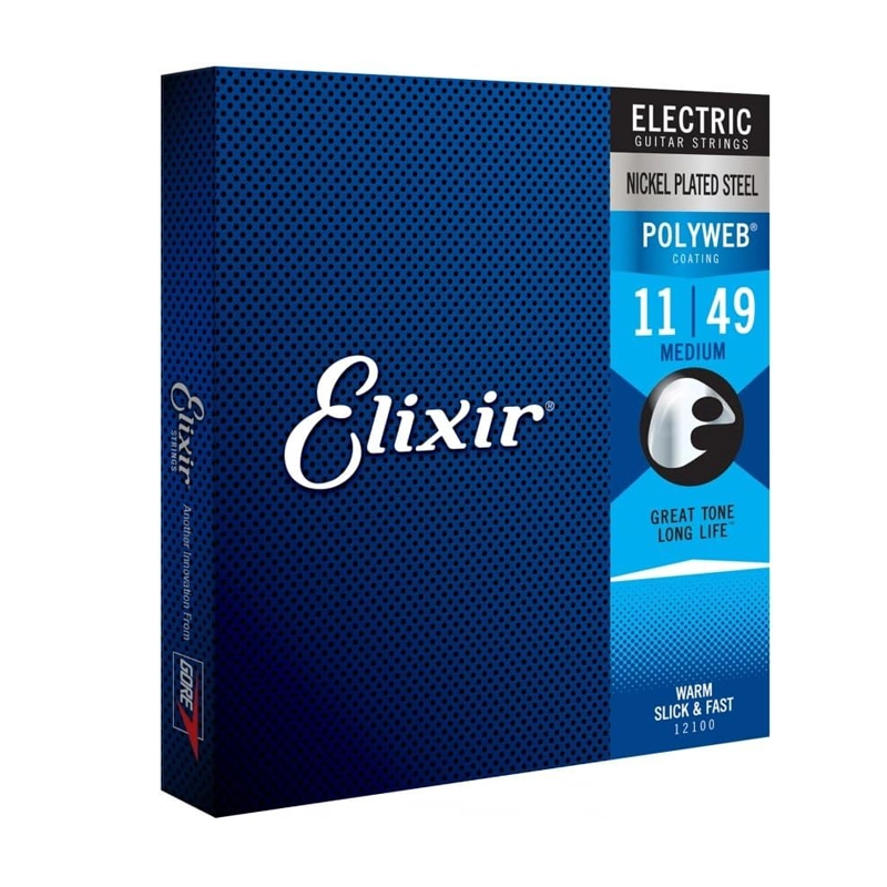 Elixir 12100 11-49 Light Gauge Polyweb Coated Electric Guitar Strings - Perfect for Smooth Playability & Extended Tone Life in Studio & Live Performances