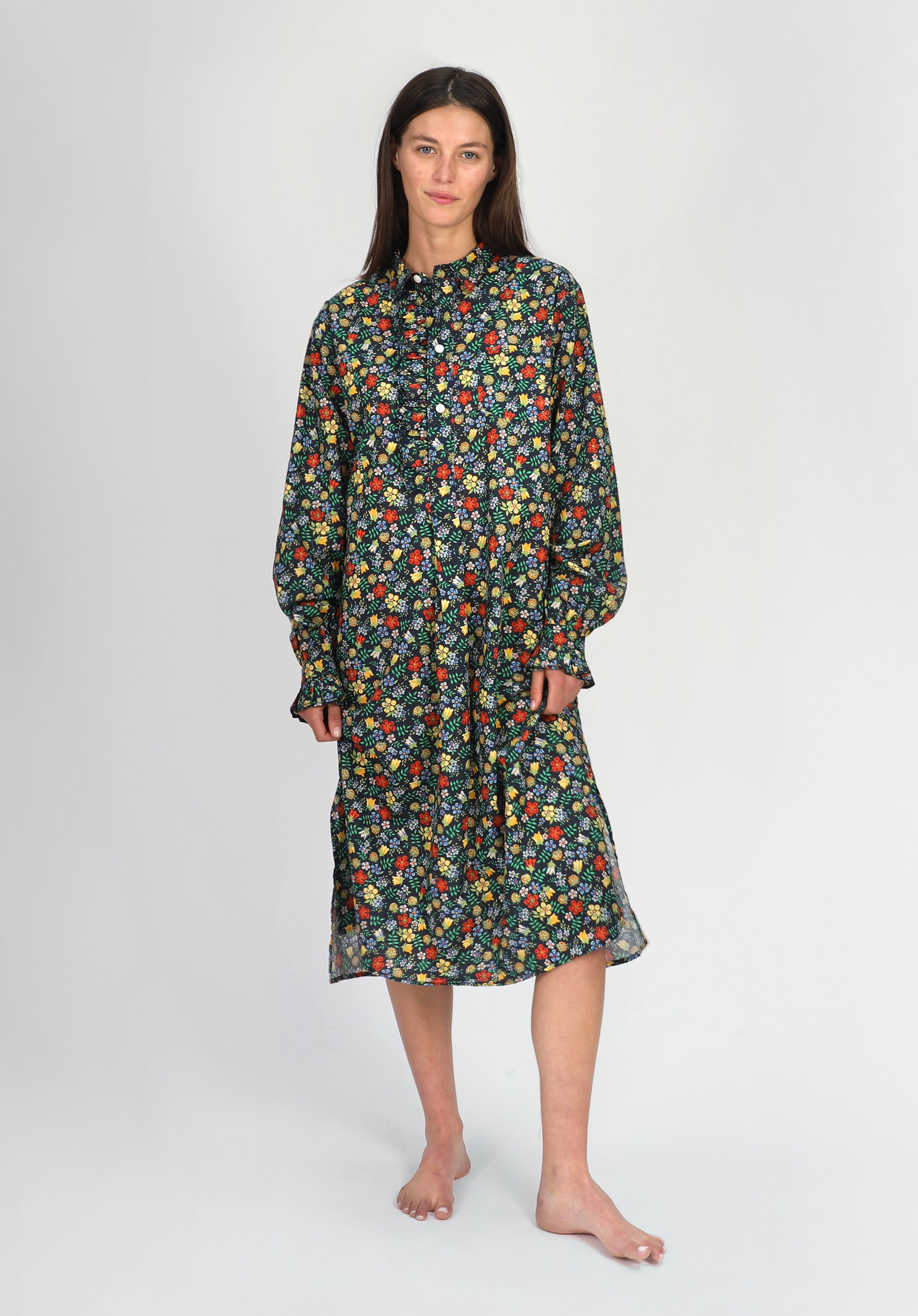 Liberty Edenham Floral Navy Cornett Gown - Elegant Floral Print Maxi Dress for Women | Perfect for Weddings, Parties & Special Occasions
