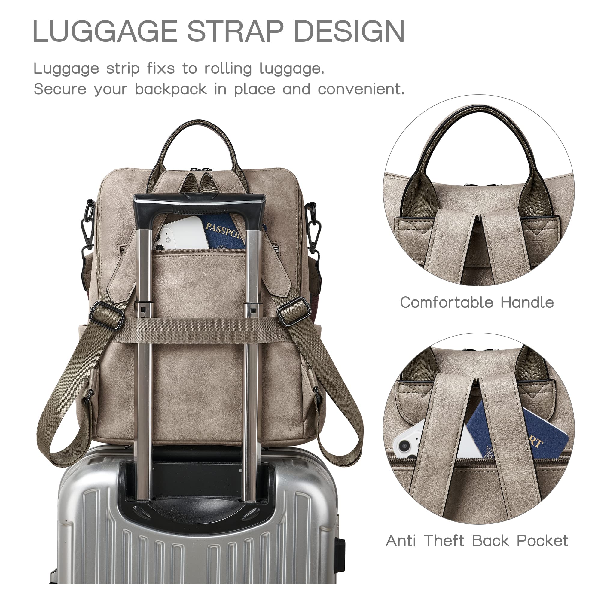 Shrrie Women's Leather Backpack Purse - Convertible Shoulder Bag for Travel, Work & Daily Use | Fashion Designer Backpack for Women | Perfect for Commuting, Shopping & Weekend Getaways