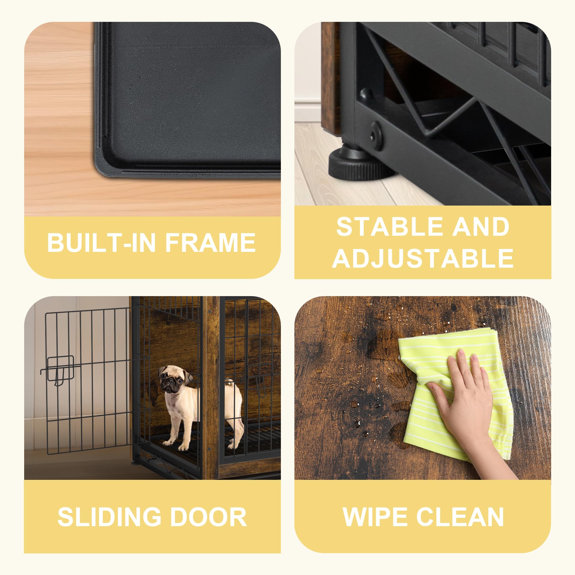 Premium Wooden Dog Crate Furniture with Double Doors - Indoor Dog Kennel, Pet House & Cage in Brown - Perfect for Living Rooms, Bedrooms & Home Decor