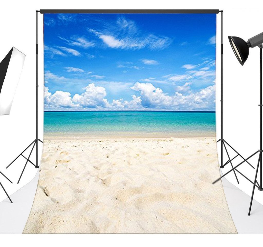 LB 5x7ft Hawaiian Tropical Beach Photography Backdrop - Vinyl Scenic Ocean Background for Wedding, Moana Theme Party, Birthday, Portraits & Photo Booth - Perfect for Beach-Themed Events, Baby Showers & Tropical Decor