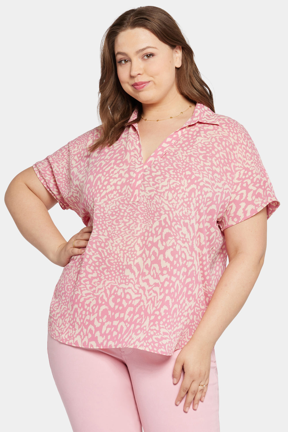 Becky Plus Size Short Sleeve Blouse - Alana Floral Print Women's Top for Casual Wear & Office Outfits
