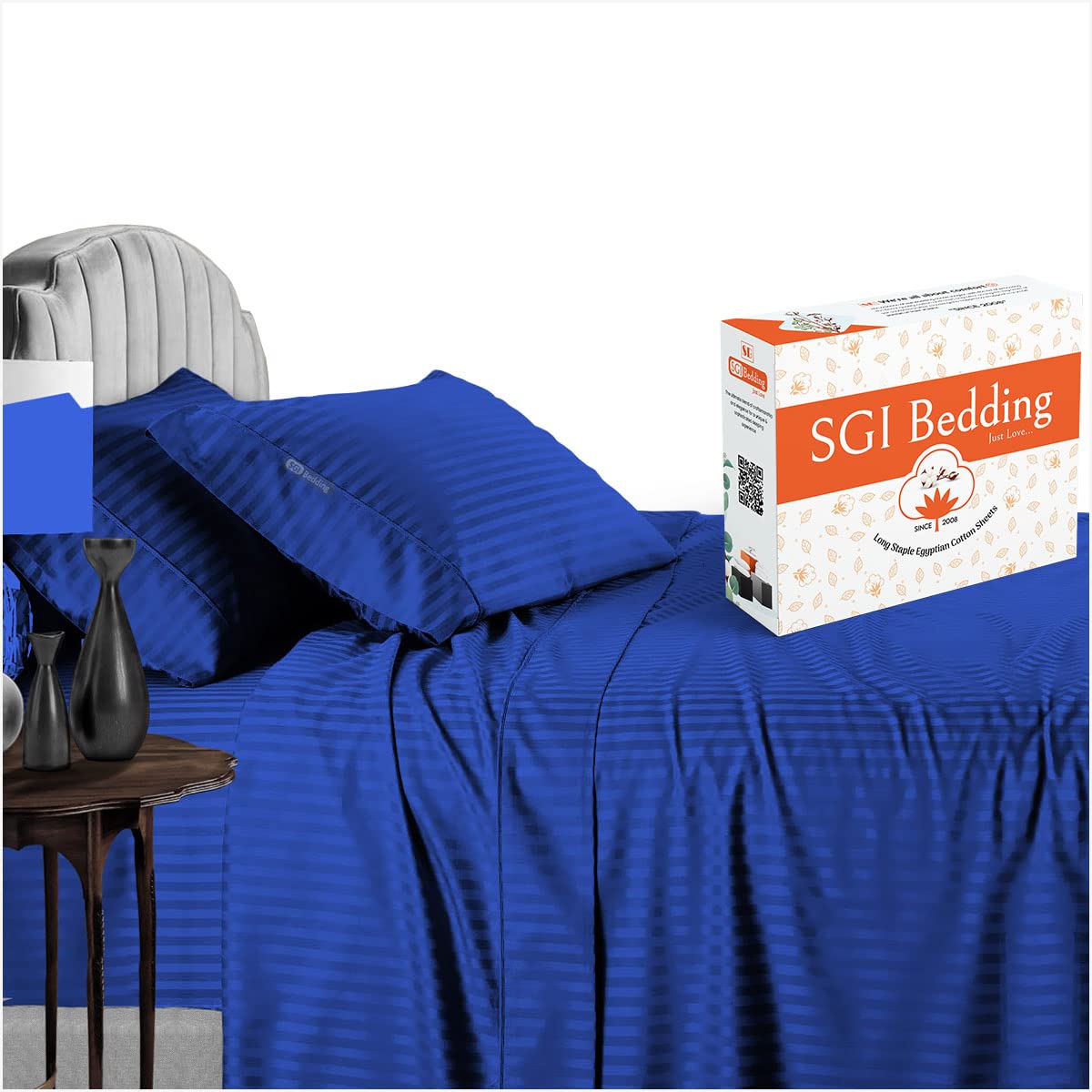 Premium 600 Thread Count 100% Egyptian Cotton Sheet Set - Ultra Soft Sateen Weave 4-Piece Bedding (King Size) with 15