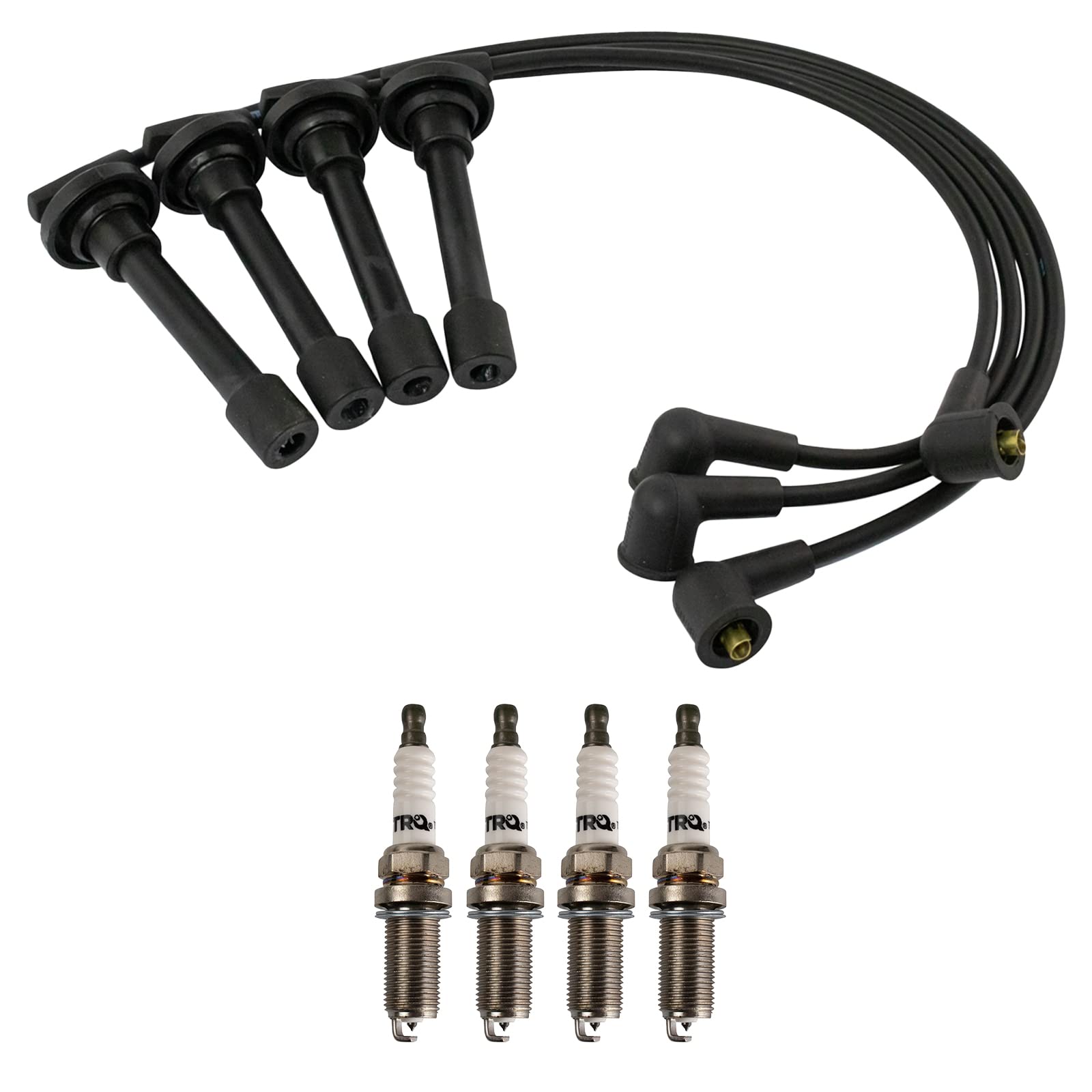 TRQ Ignition Kit with Spark Plugs & Wires - Compatible with 1992-2001 Acura Integra, 1999-2000 Honda Civic, 1994-1995 Civic del Sol - High Performance Replacement for Smooth Engine Start & Acceleration
