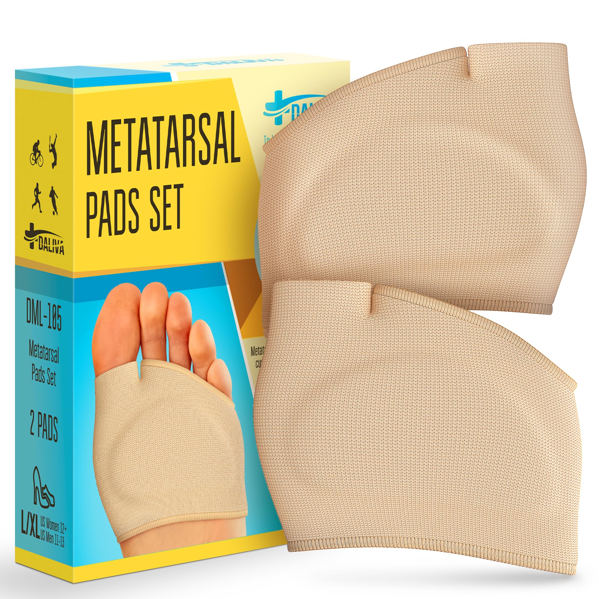 Metatarsal Pads for Pain Relief - Ball of Foot Cushions with Gel Support - Orthotic Inserts for Mortons Neuroma, Metatarsalgia & Calluses - Comfortable Forefoot Sleeves for Walking, Running & High Heels