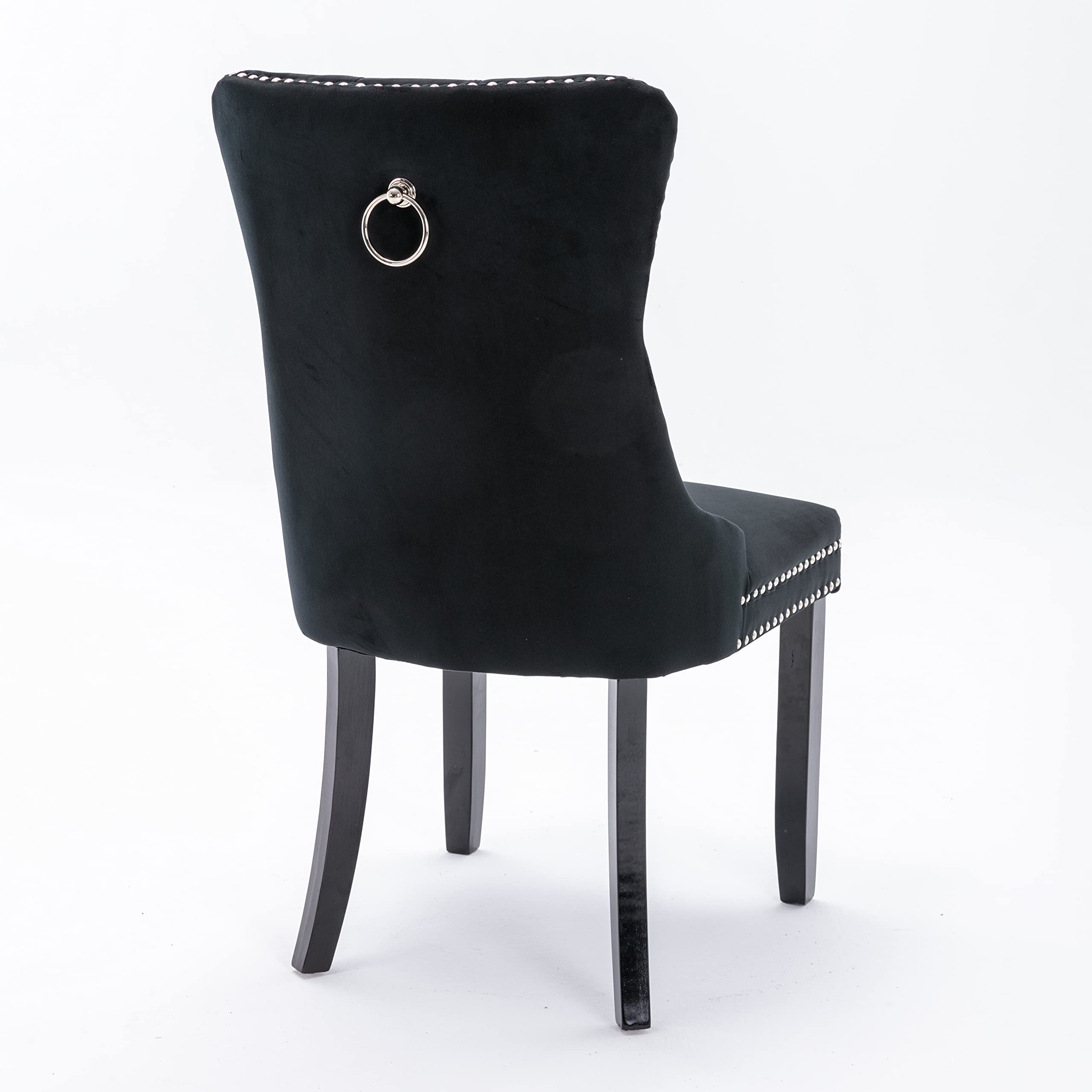 LZ LEISURE ZONE 2-Piece Upholstered Dining Chair Set - Button Tufted Armless Accent Chairs with Back Ring Pull & Nailhead Trim, 20