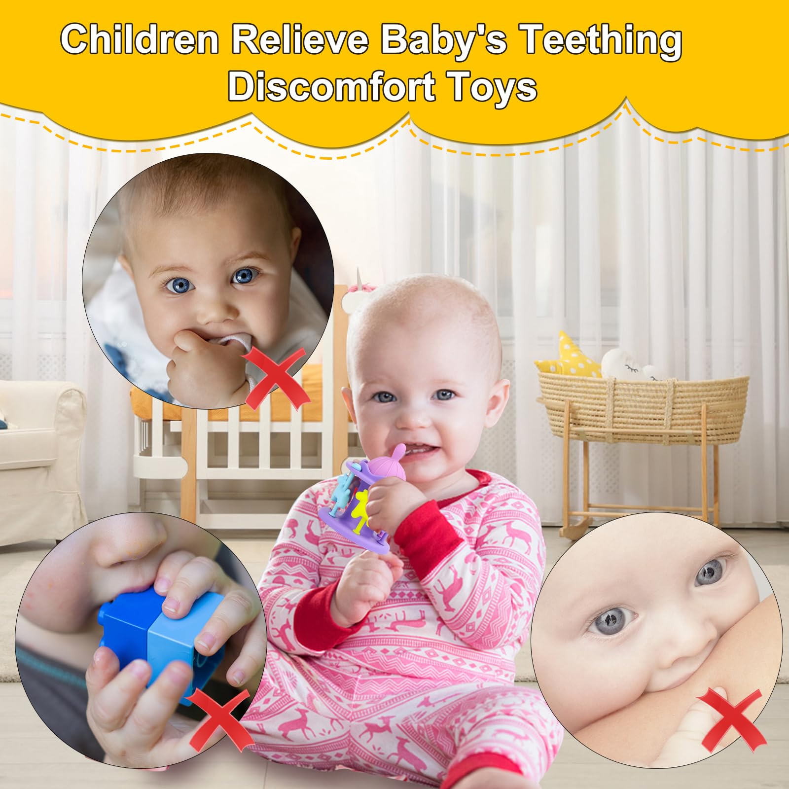 DDMY Baby Teether Toy - Safe Silicone Rattle for 0-12 Months | Soothing Teething Relief | Perfect Gift for Infants