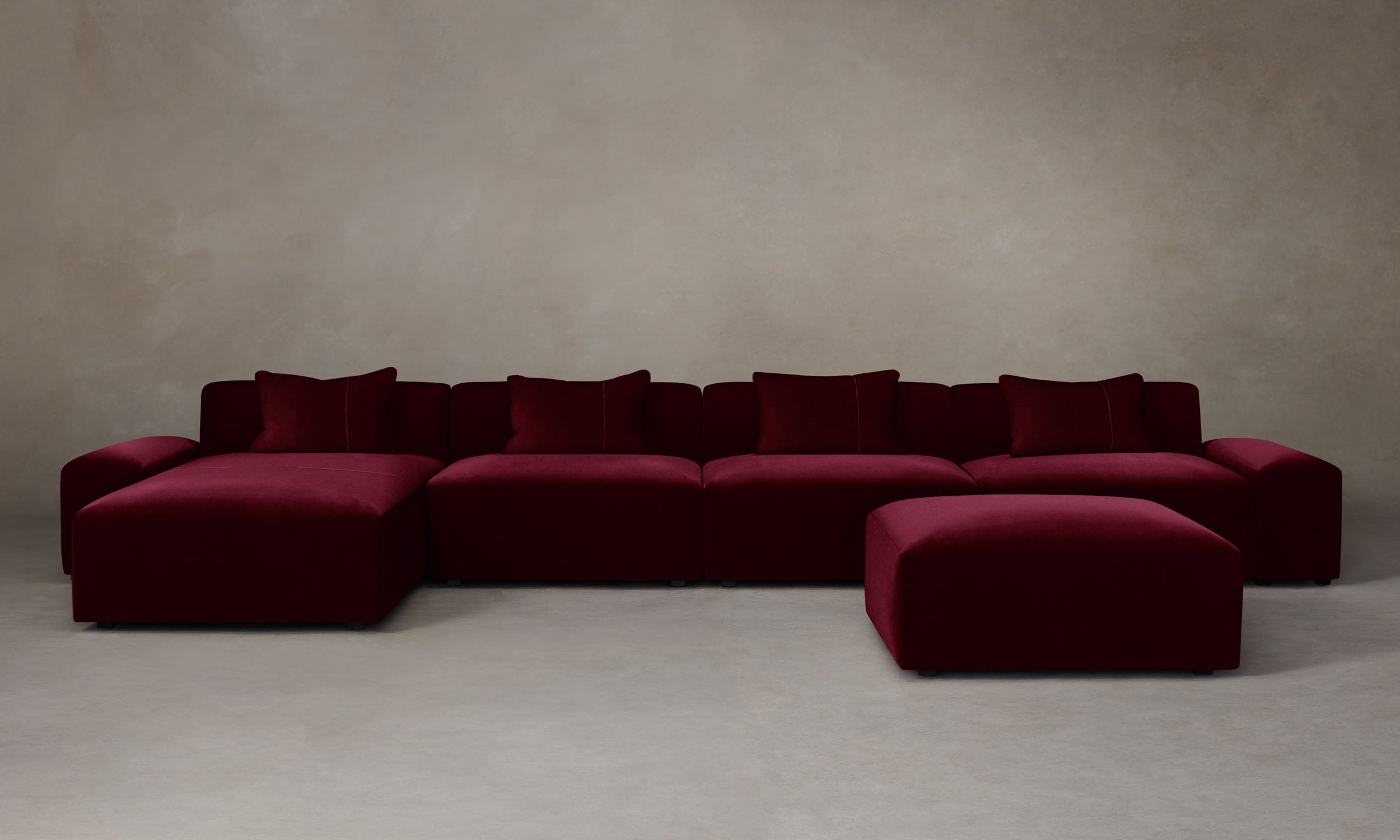 Breuer Modular Sectional Sofa - Luxurious Mohair Upholstery in Crimson Red | Perfect for Living Room, Lounge & Home Theater Seating