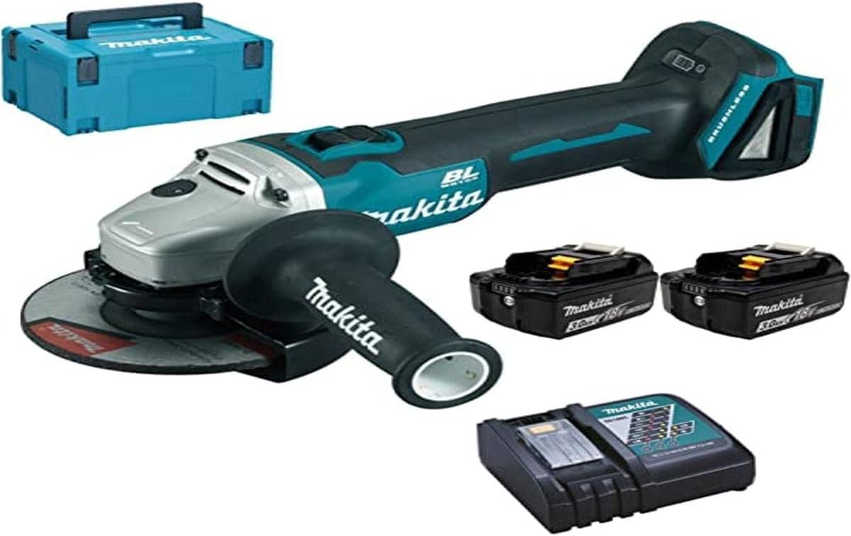 Makita DGA504RMJ 18V Cordless Angle Grinder Kit with 2 Batteries & Charger | 4.0Ah Lithium-Ion | Makpac Case Included | Perfect for Metal Cutting, Grinding & DIY Projects