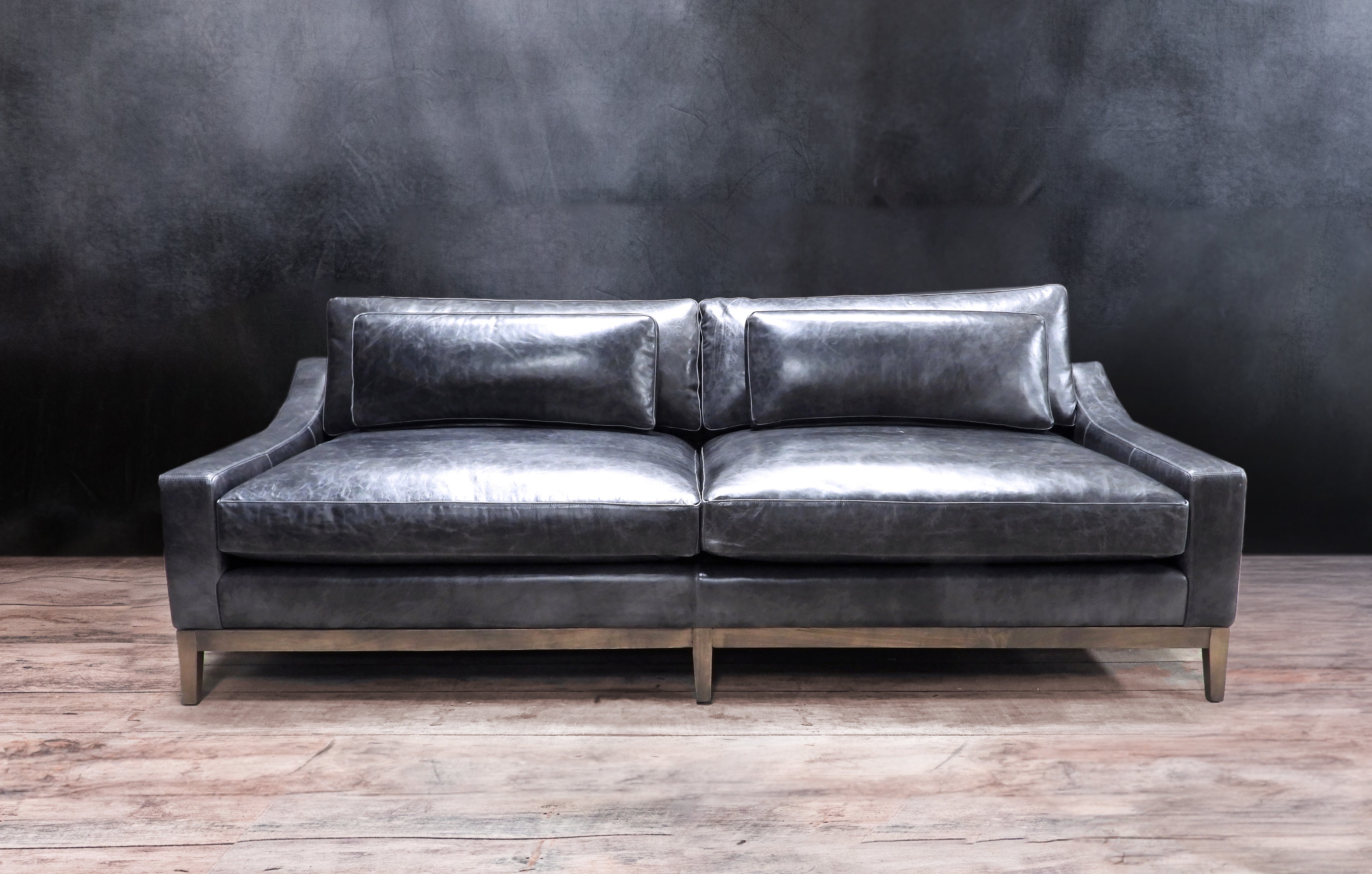 Modern Leather Sofa - ITALIA SLOPE Genuine Leather Couch for Living Room, Lounge & Office - Comfortable & Stylish Contemporary Furniture