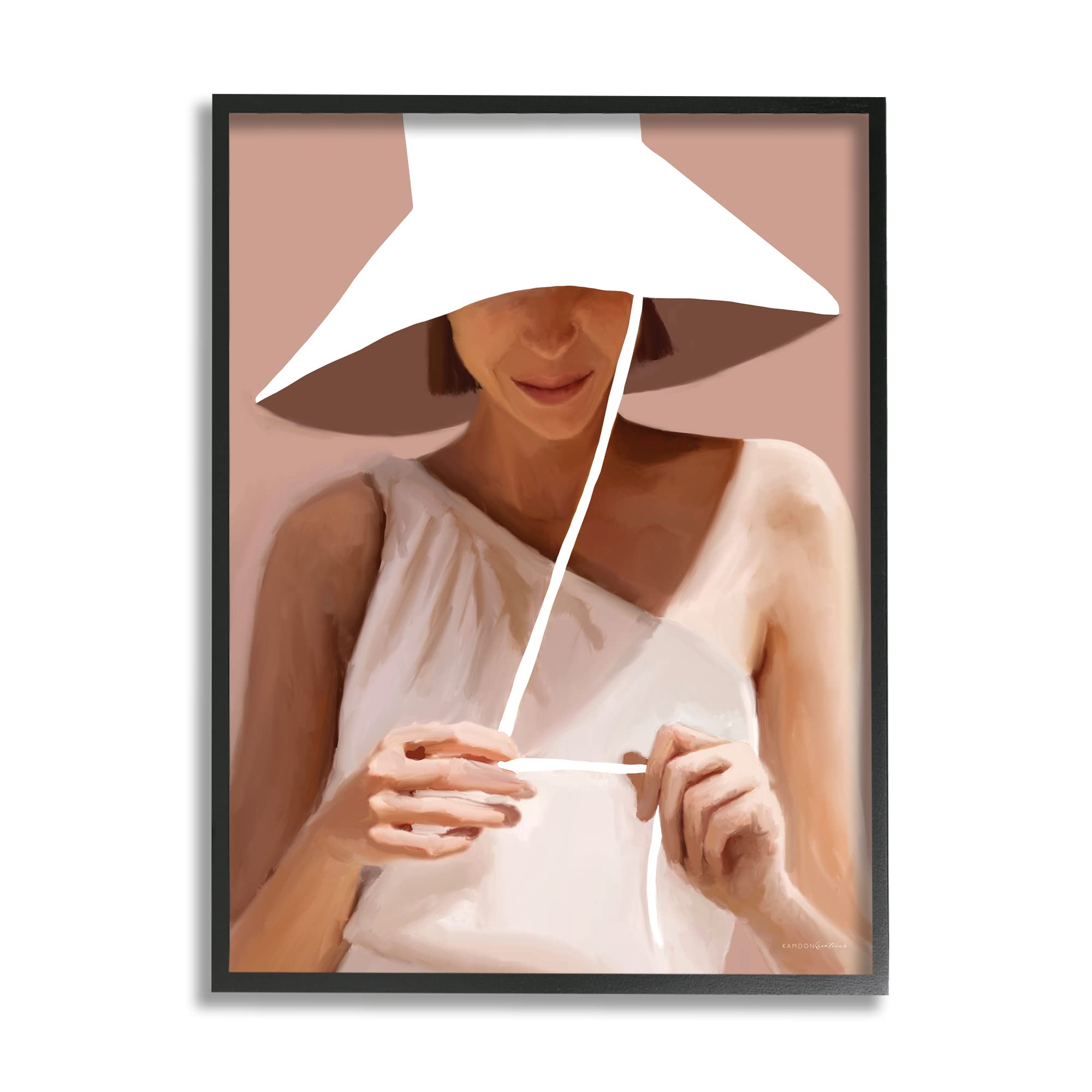 Stupell Industries Women's White Sun Hat - Summer Portrait Design by Kamdon Kreations - Perfect for Beach, Garden & Outdoor Activities
