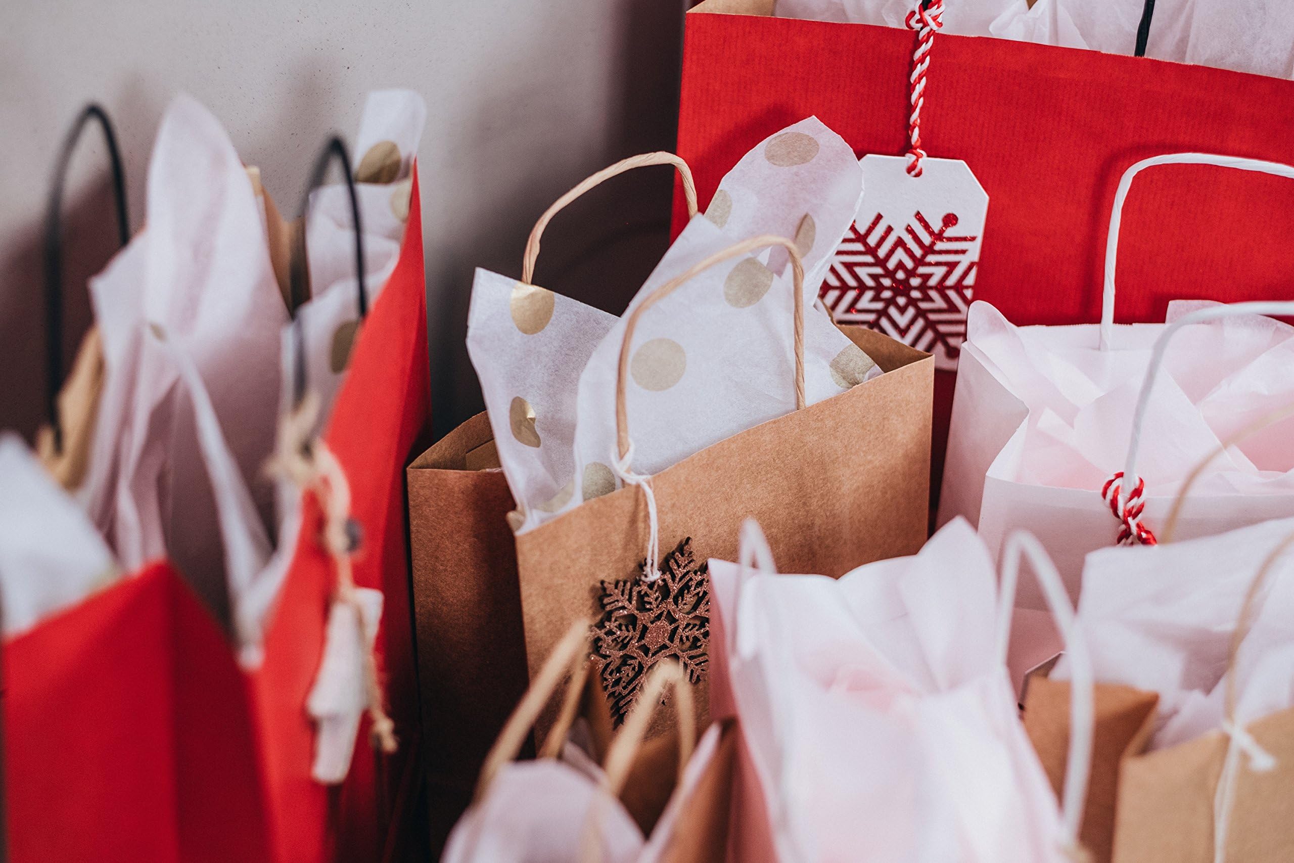 300 Pack White Paper Bags with Handles - 8x4.5x10.5 Inches Bulk Shopping Bags [3 Boxes of 100] | Eco-Friendly Gift, Party, Wedding & Retail Packaging Bags | Perfect for Stores, Events, Crafts & Merchandise Display