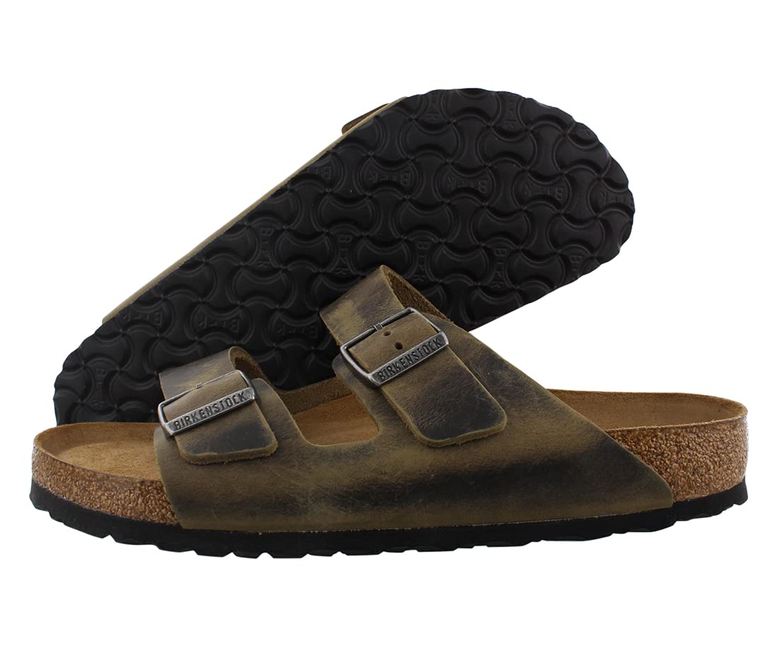 Birkenstock Men's Arizona Suede Soft Footbed Sandals - Comfortable Leather Slides for Walking, Travel & Casual Wear