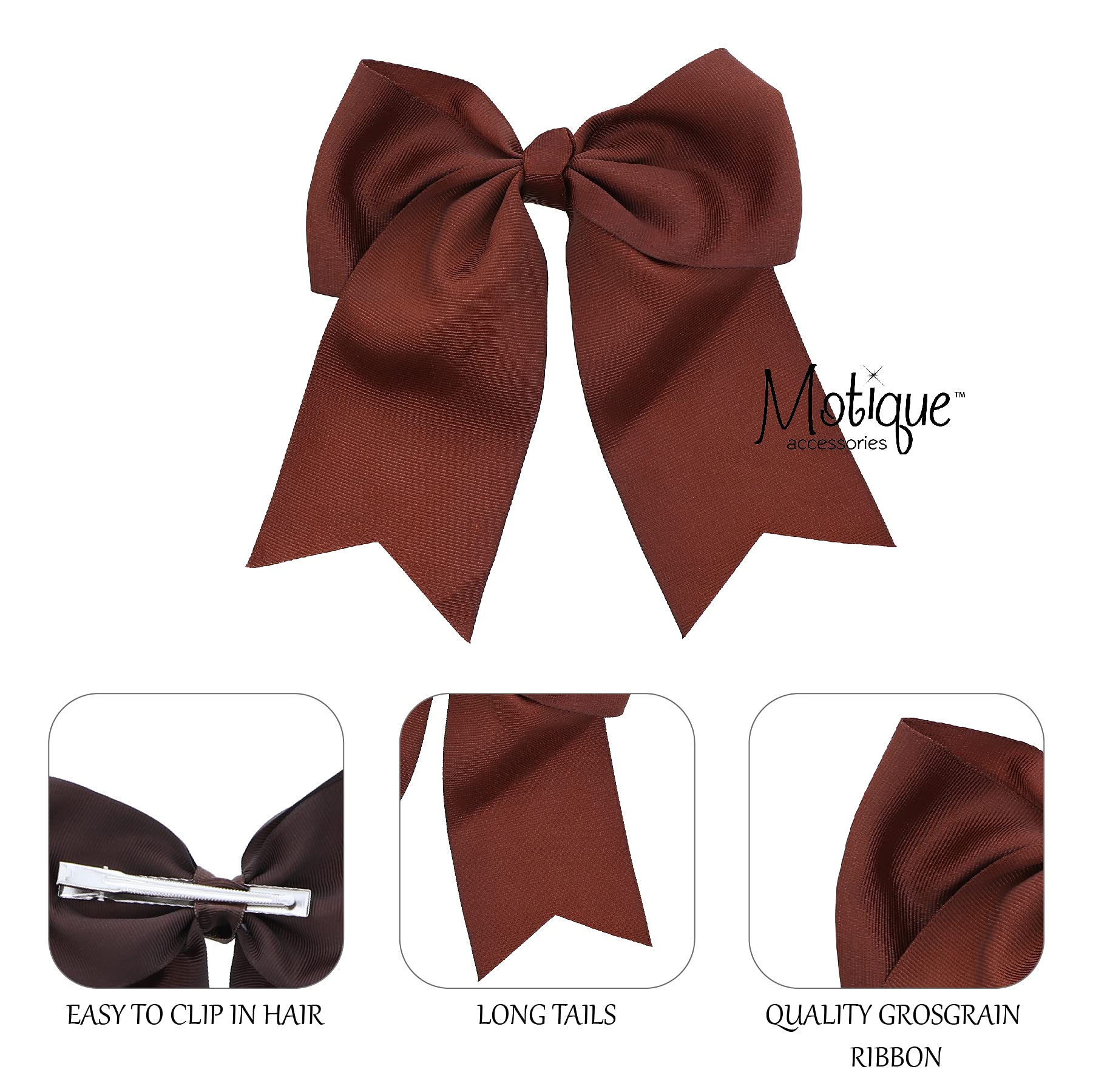 Dark Brown Jumbo Bow Clip with Tails - Elegant Hair Accessory for Weddings, Parties, and Special Occasions