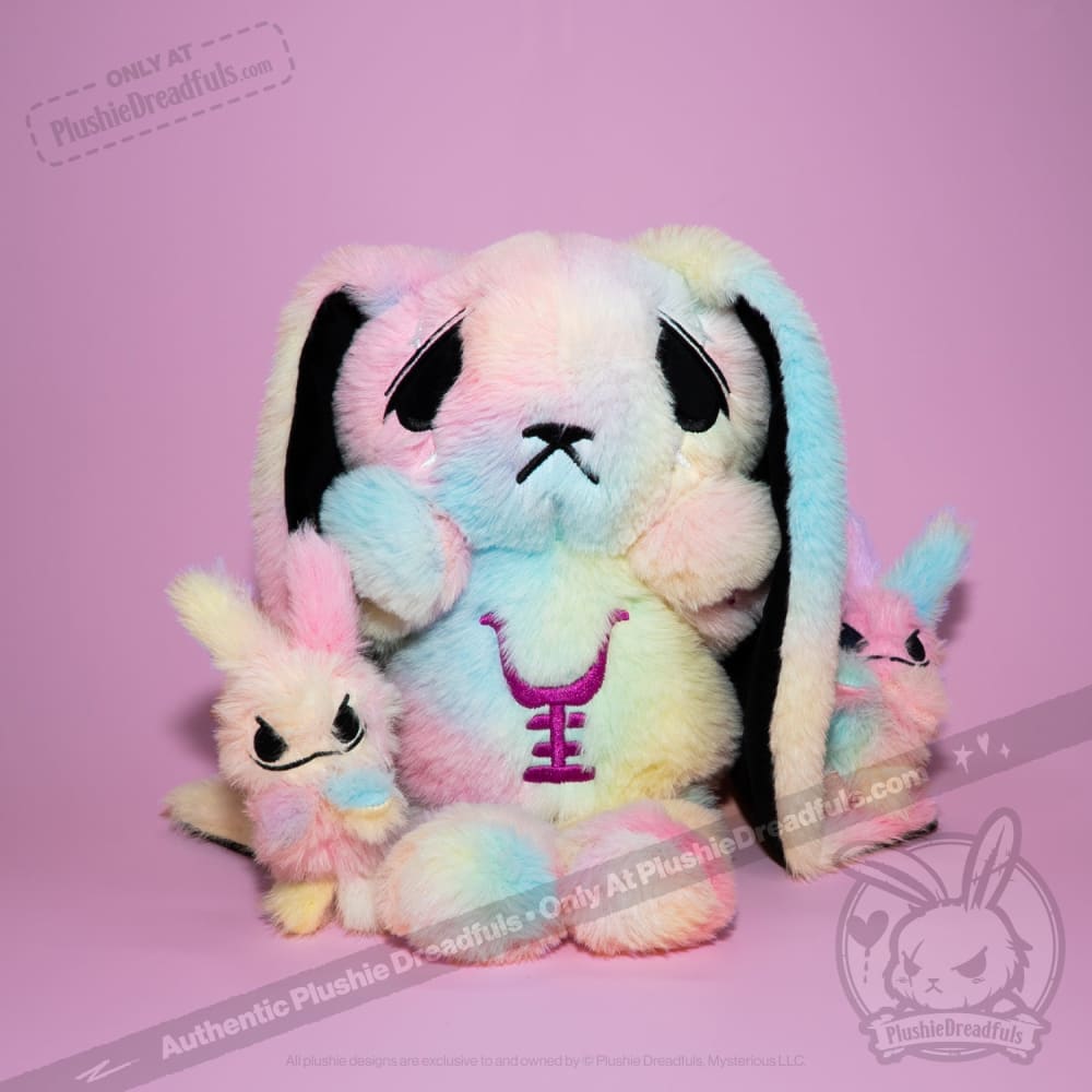 Plushie Dreadfuls Anxiety Rabbit Tie Dye Limited Edition Stuffed Animal - Soft Plush Toy for Stress Relief, Anxiety Comfort & Emotional Support