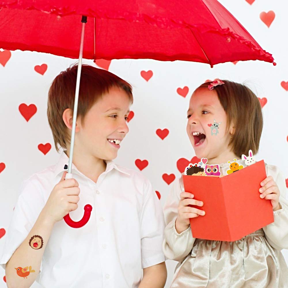 32 Pack Kids Valentine's Day Cards with Animal Bookmarks, Temporary Tattoos & Envelopes - Classroom Exchange Gifts for School Parties | Perfect for Valentine's Day Celebrations, Classroom Activities and Kids' Gift Exchanges