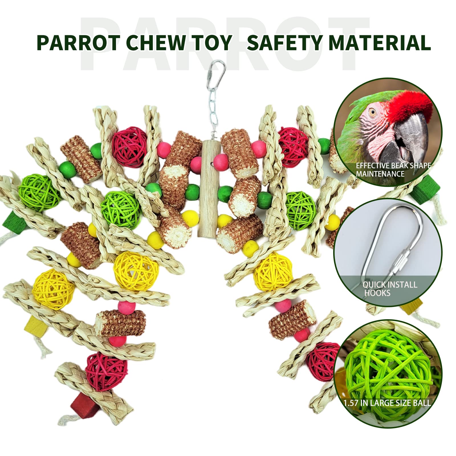 Natural Corncob Parrot Chew Toys for Small & Medium Birds - Macaws, African Greys, Amazon Parrots - Safe Cage Accessories for Beak Exercise & Stress Relief - Perfect for Playtime & Mental Stimulation