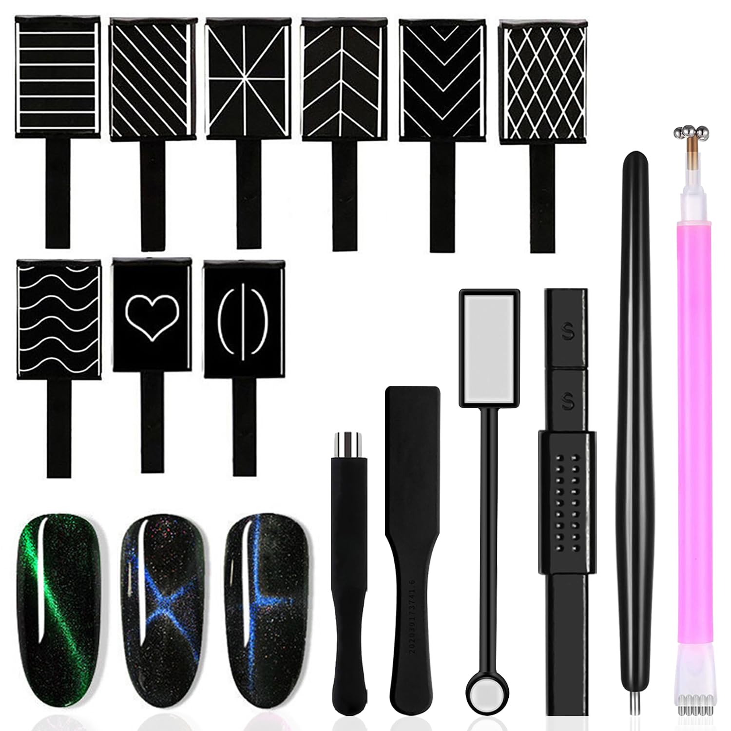 15-Piece Nail Magnet Set for Cat Eye Polish - DIY Gel Nail Art Tools