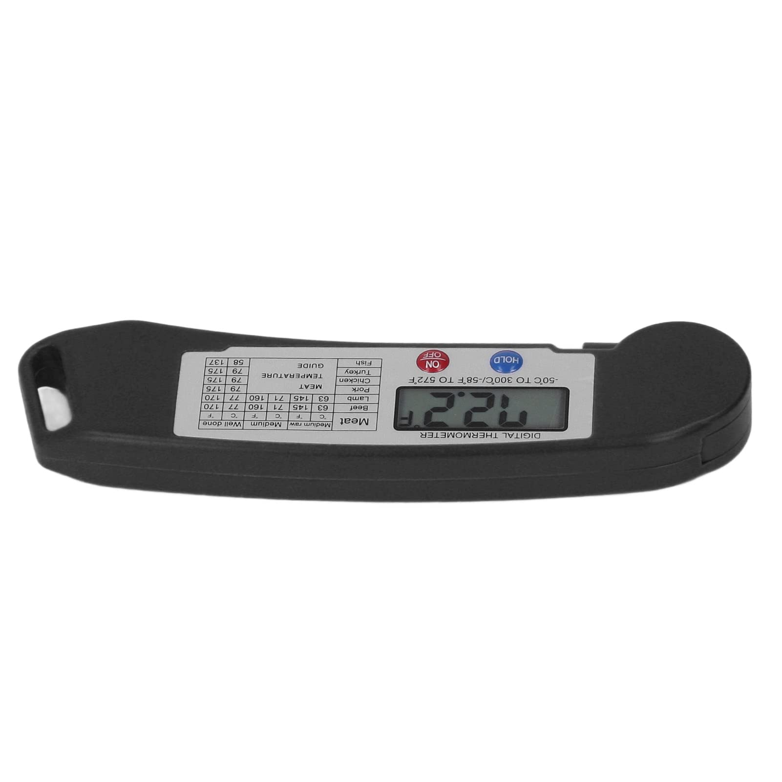 **Digital Food Thermometer - Instant Read ABS & 304 Stainless Steel Probe - Easy to Use & Store - Smart Meat Thermometer for Kitchen, BBQ, Grilling, Baking (Black)**
