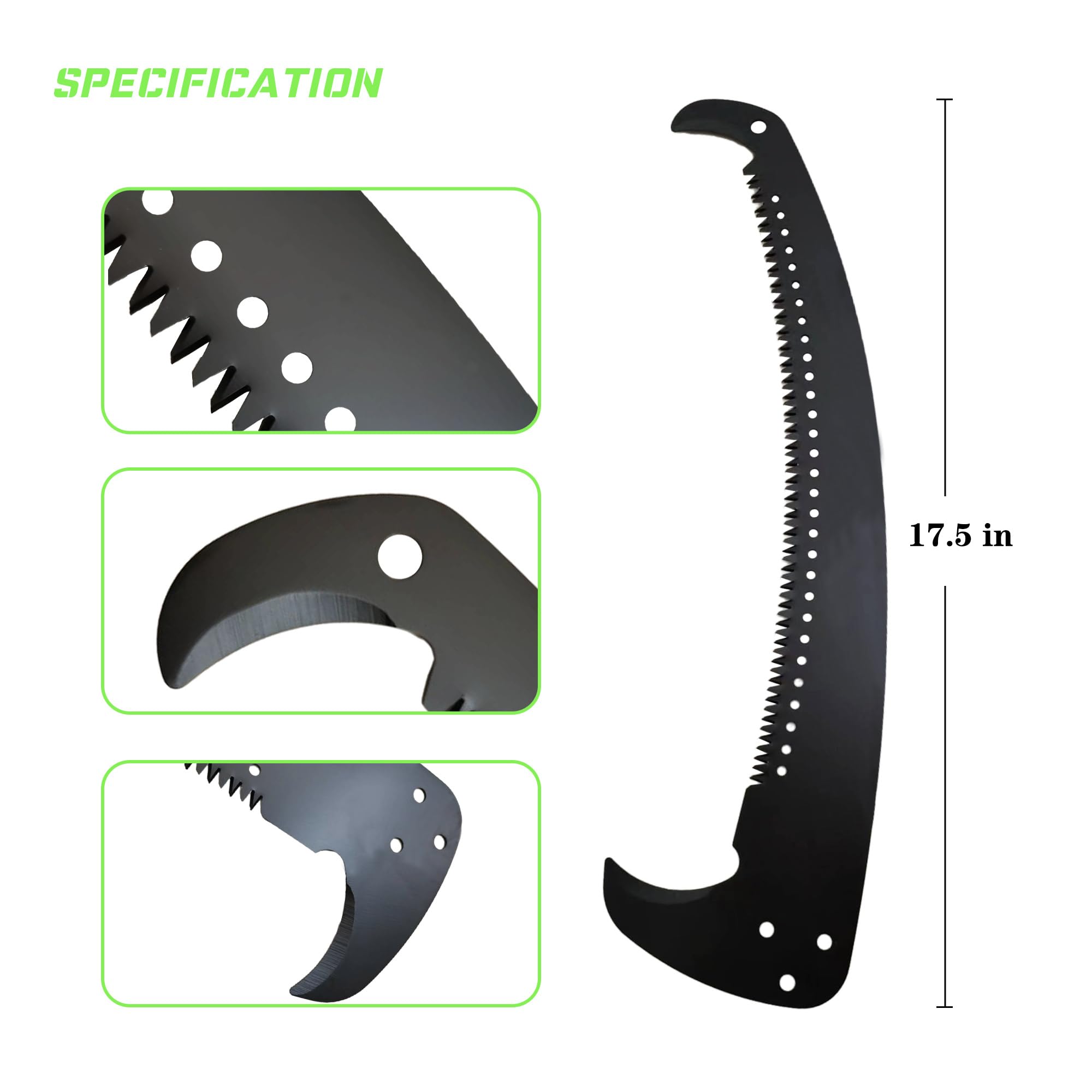 17.5 Inch Manual Pole Saw Blade for Tree Trimming - Triple Face Grinding Replacement Blade for Pruning, Cutting Branches - Perfect for Garden Maintenance, Landscaping, and DIY Tree Care