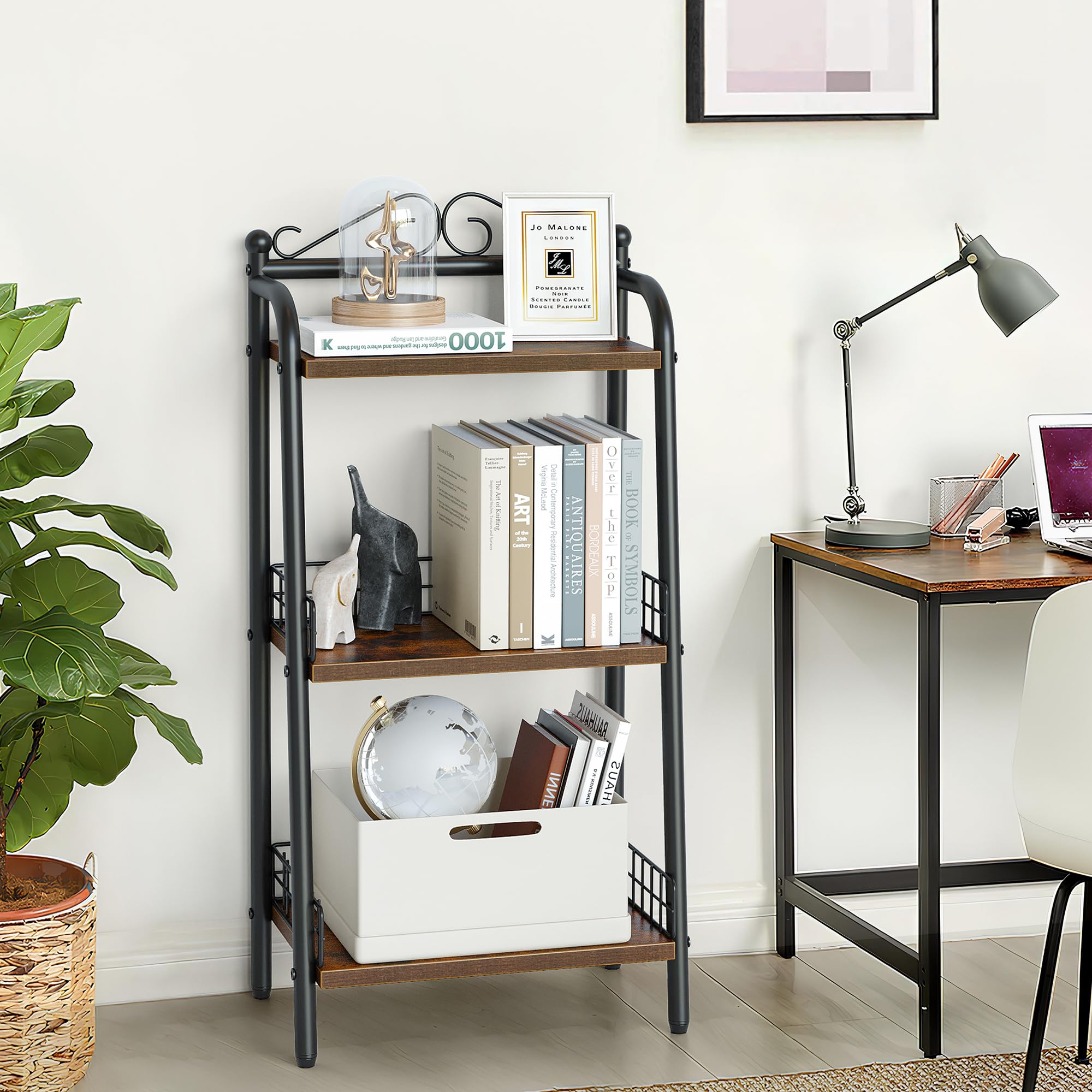 GARVEE 3-Tier Bathroom Ladder Shelf - Freestanding Storage Organizer for Small Spaces - Perfect for Bathroom, Living Room, Balcony & Kitchen - Space-Saving Home Decor Solution