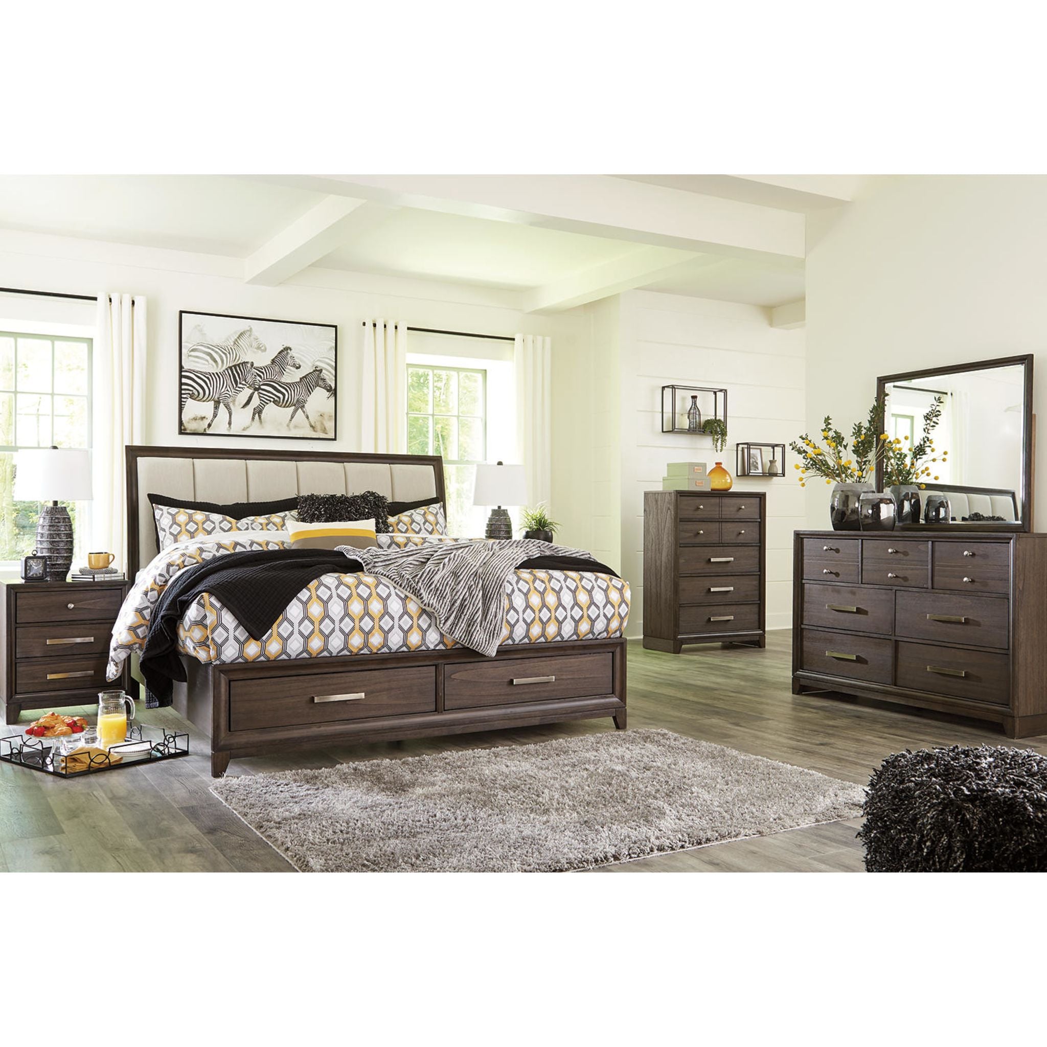 Brueban Dresser and Mirror Set - Modern Wooden Dresser with Full-Length Mirror for Bedroom, Living Room & Entryway - Stylish Storage Solution for Home Organization