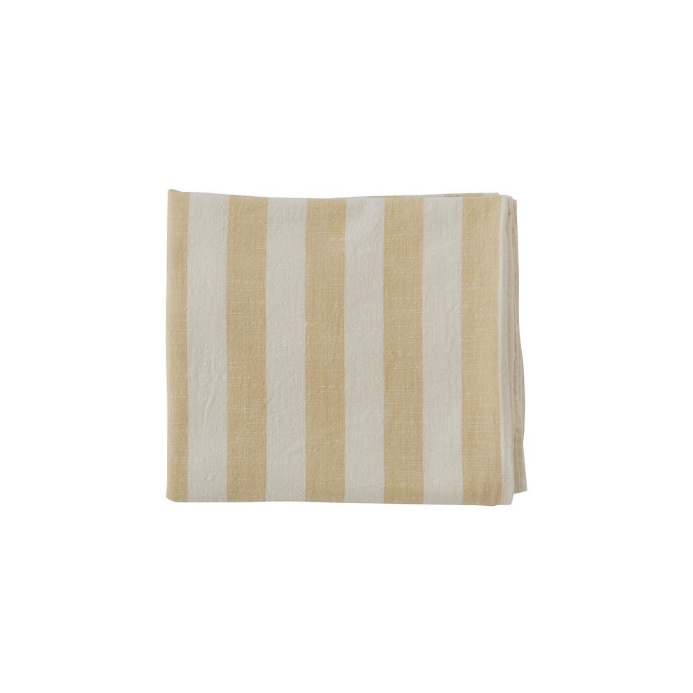 OYOY Striped Tablecloth 200x140 cm Vanilla - Waterproof & Washable Dining Table Cover for Kitchen, Party, Picnic & Outdoor Events