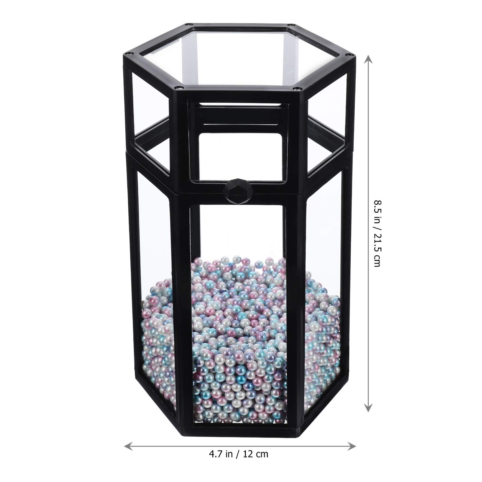 FRCOLOR Hexagon Clear Makeup Brush Holder with Lid & Beads - Travel Cosmetic Organizer for Brushes, Pens & Pencils - Perfect for Home Vanity, Salon & On-the-Go Makeup Storage