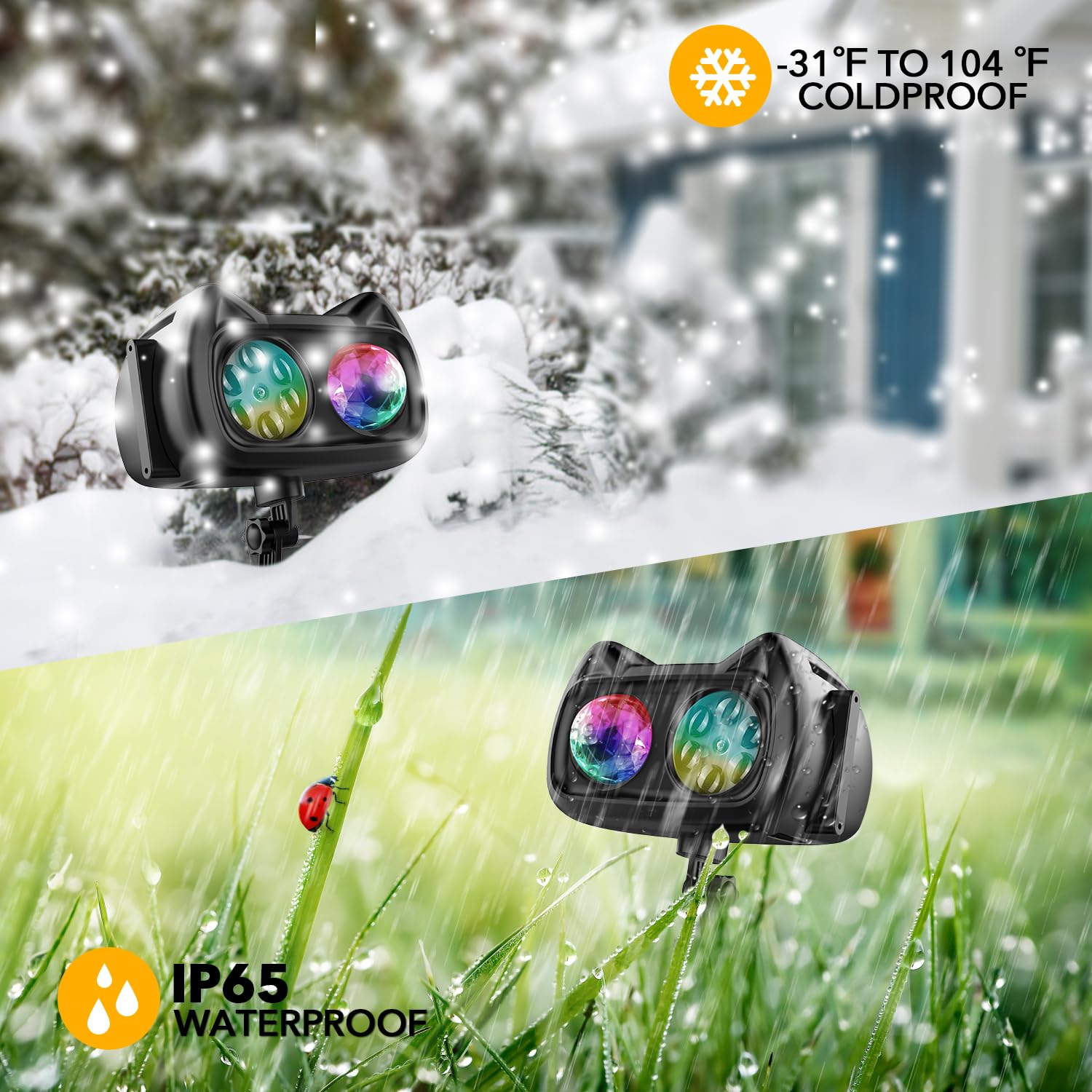 Christmas Projector Lights Outdoor - 18 HD 3D Effects with Ocean Wave & Holiday Patterns, Waterproof Holiday Light Projector with Timer - Perfect for Yard Decorations, House Lighting & Festive Atmosphere