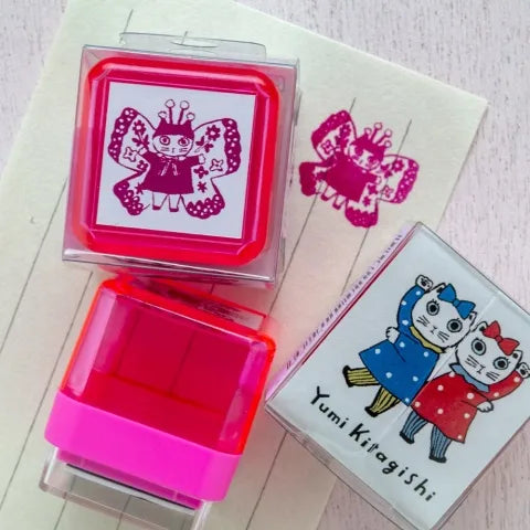 Yumi Kitagishi Self Inking Stamp - Fairy Design with Deep Penetration for Crafting, Scrapbooking & Document Signing
