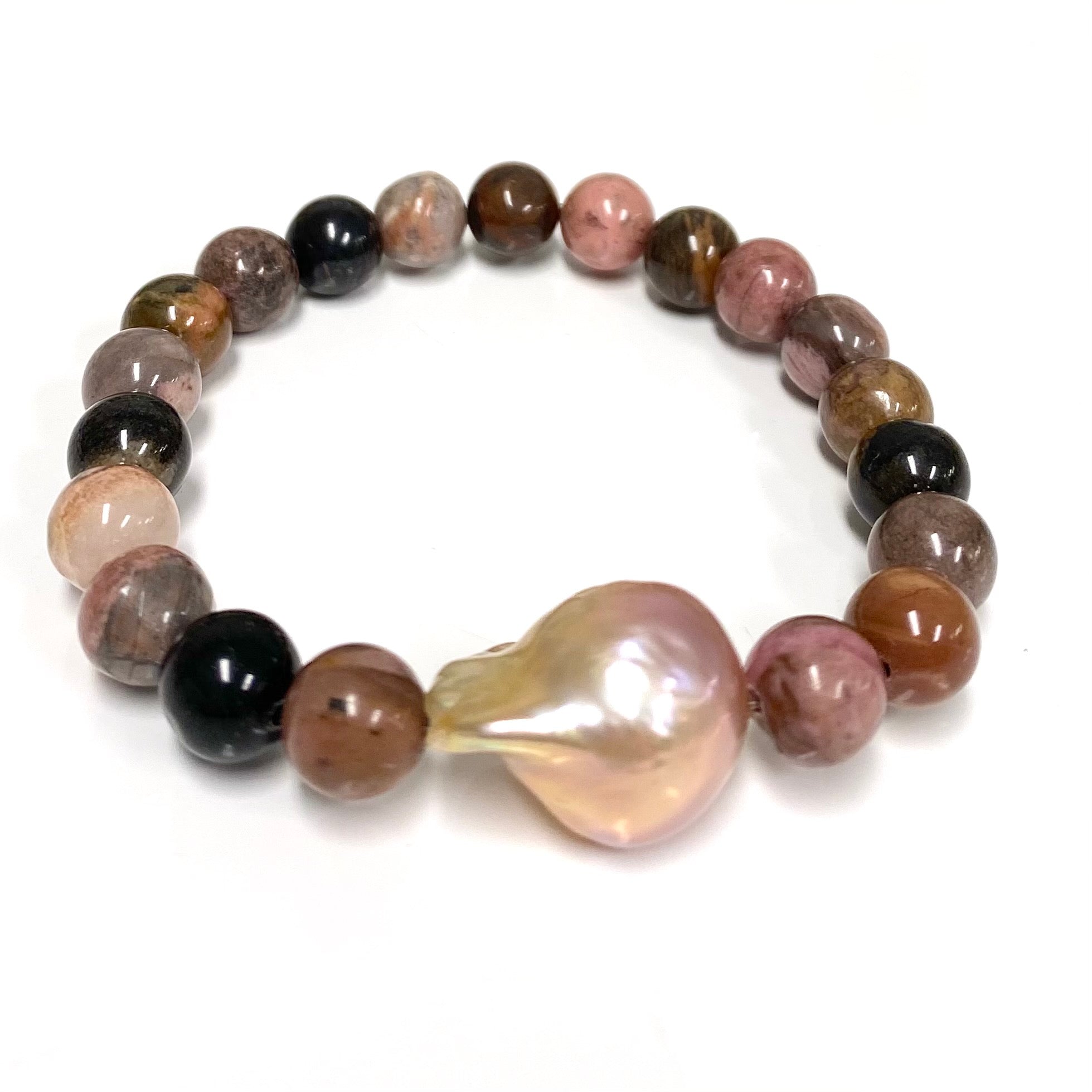 Edison Pearl & Gemstone Stretchy Bracelet (B538) - Elegant Handmade Jewelry for Women, Perfect for Parties, Weddings & Everyday Wear