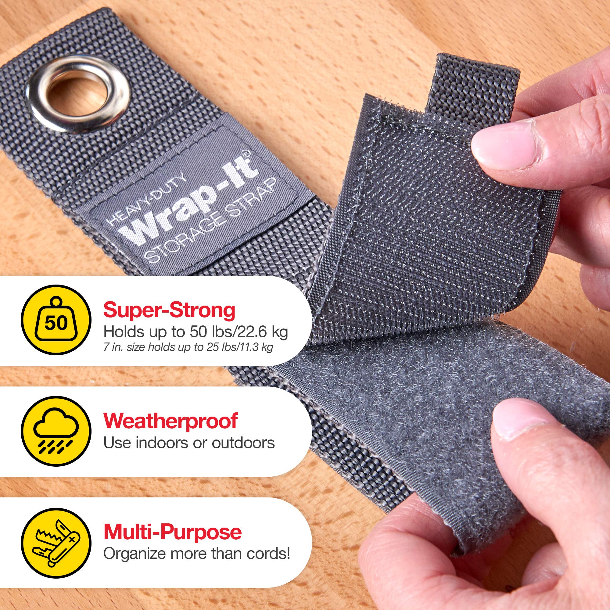 Heavy-Duty Hook & Loop Storage Straps 10-Pack - for Cords, Hoses & Garage Organization