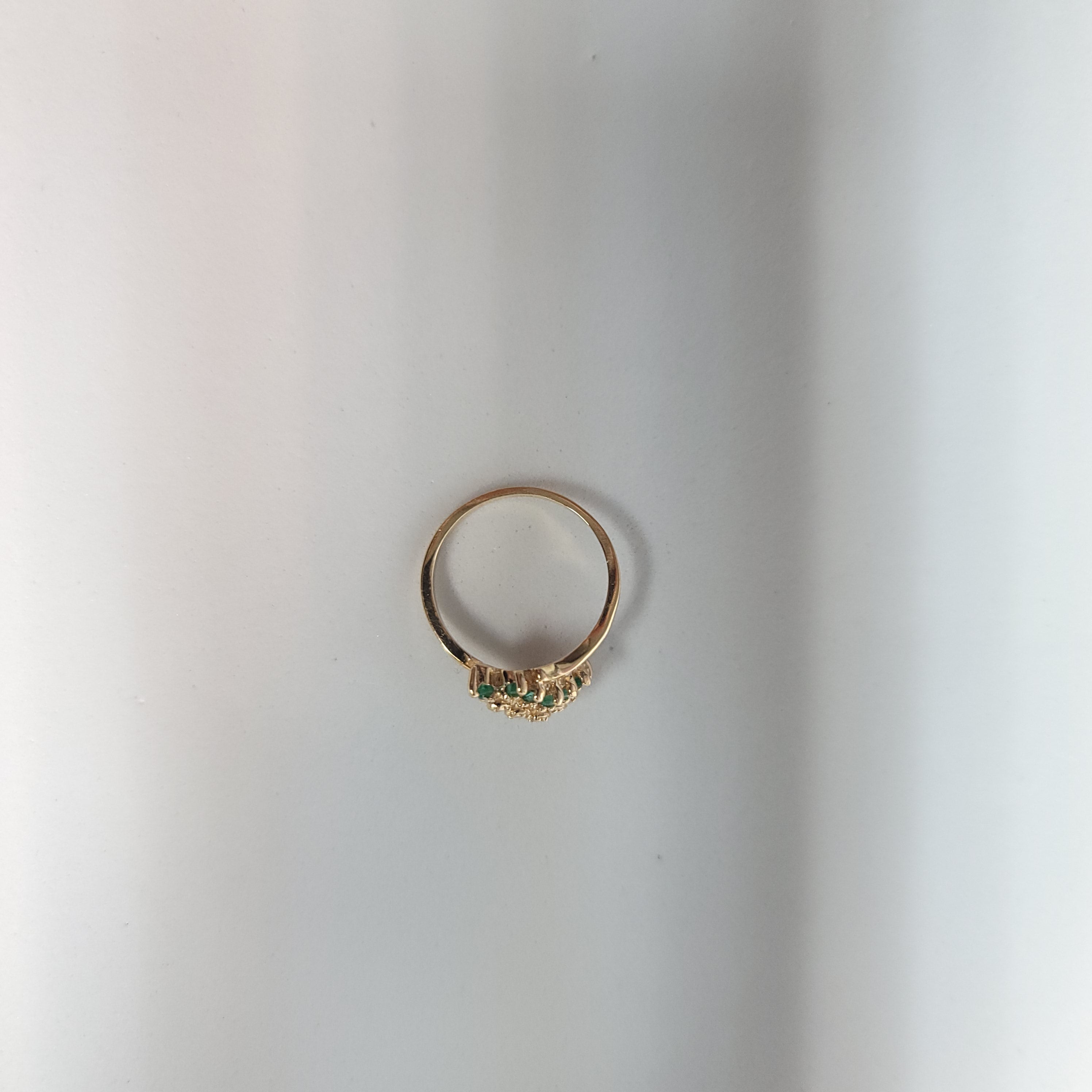 Emerald & Diamond Diagonal Row Ring .50cttw 14k Yellow Gold - Elegant Jewelry for Weddings, Anniversaries & Special Occasions