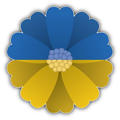 Ukrainian Flag Flower Vinyl Car Magnet - 5'' x 5'' Flexible Magnetic Bumper Sticker for Windows, Trucks & Vehicles - Perfect for Patriotic Decoration, Sports Events & Road Trips