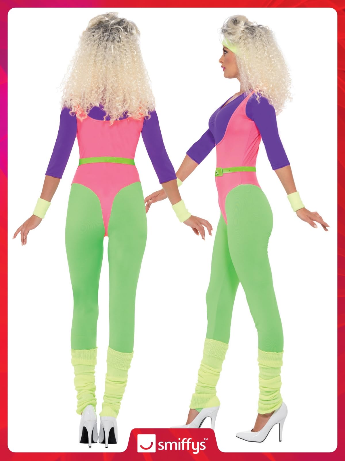 Smiffy's Women's 80's Workout Costume - Retro Aerobics Outfit for Halloween, Theme Parties & Dance Performances