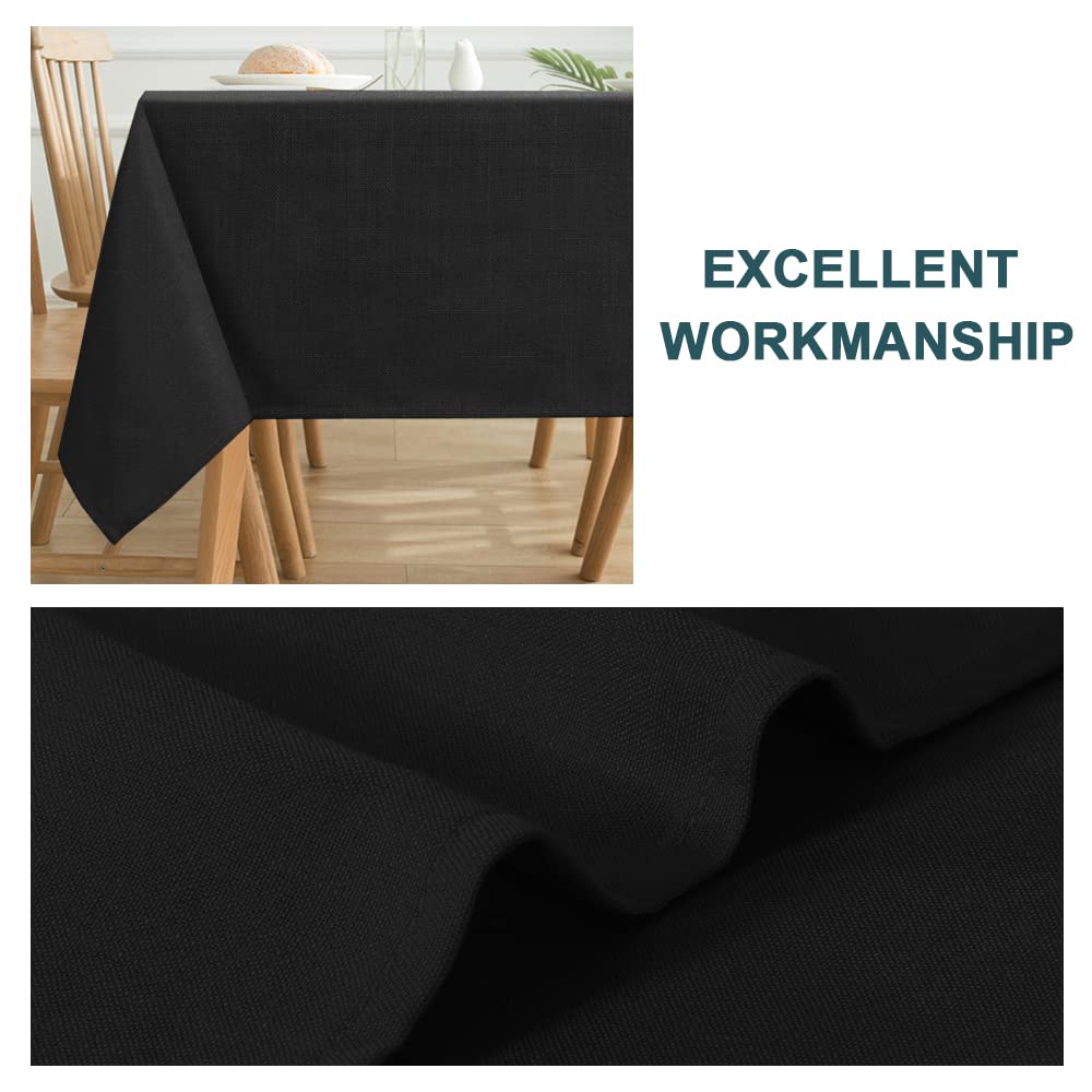Premium Black Square Tablecloth - Wrinkle Resistant & Waterproof Linen Fabric - 54 x 54 Inch Washable Table Cover for Dining Room, Restaurant, and Outdoor Patio Use