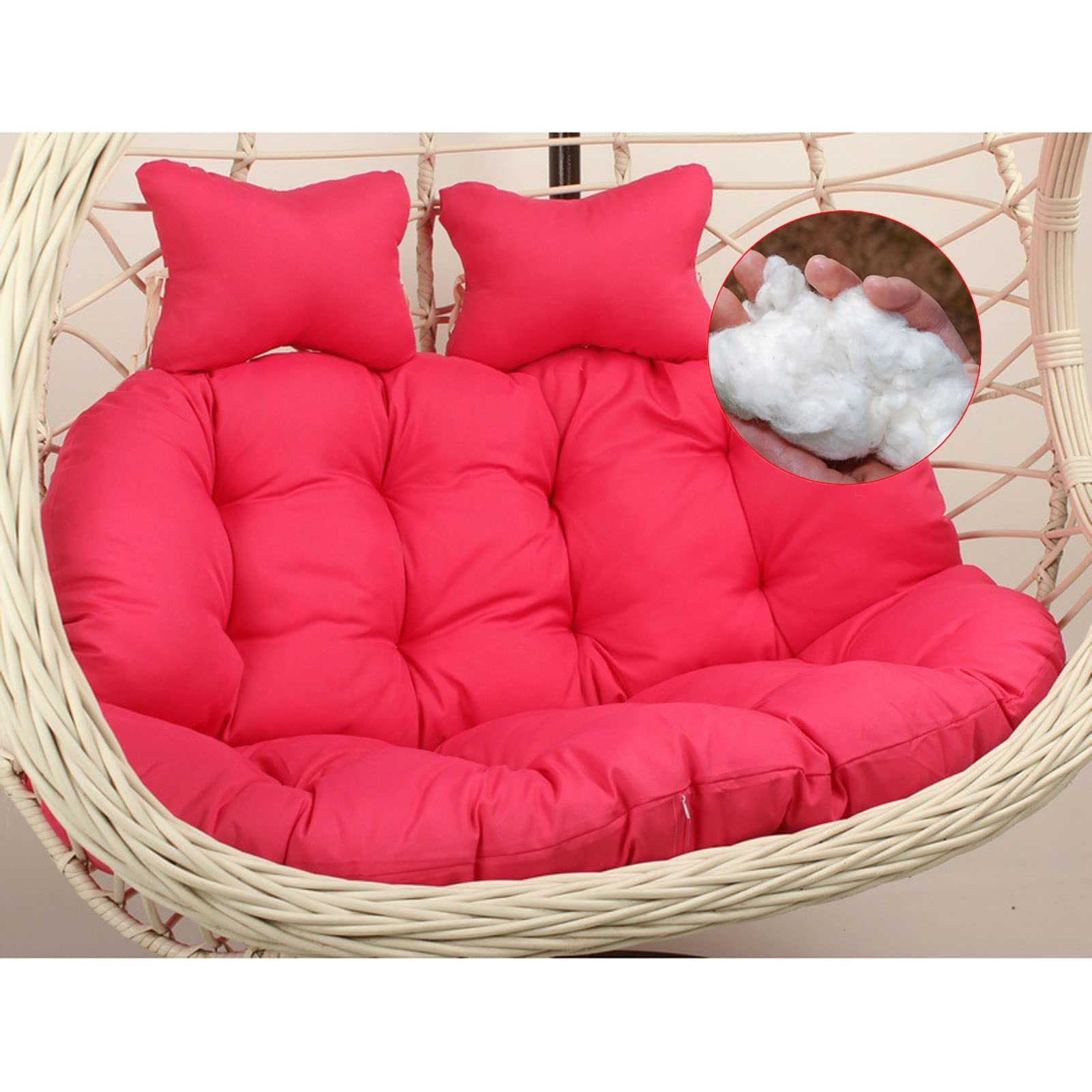 **2-Person Hammock Swing Chair Cushion – Removable Egg Nest Shaped Double Hanging Wicker Rattan Pad with Headrest for Outdoor Garden, Patio, or Backyard (Size: 130x110cm, Rose Pink) – Perfect for Relaxing, Lounging, and Enjoying Nature**