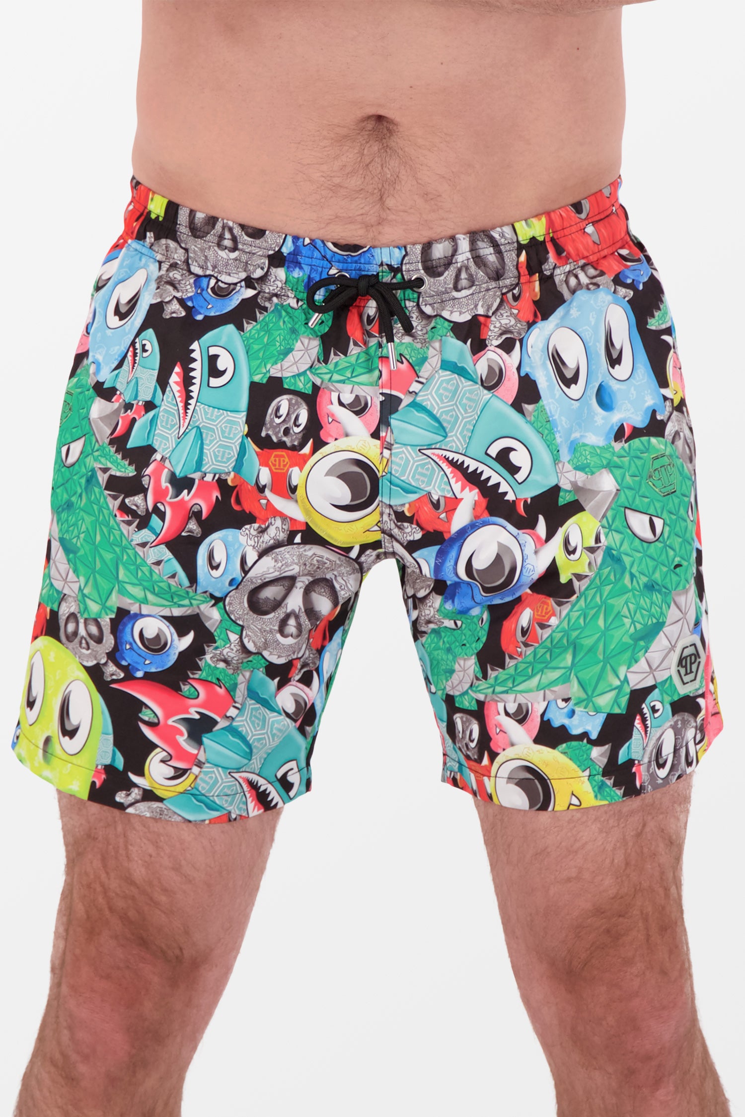 Philipp Plein Monsters Beachwear Shorts for Men - Stylish Swim Trunks for Summer, Pool, and Beach Vacations