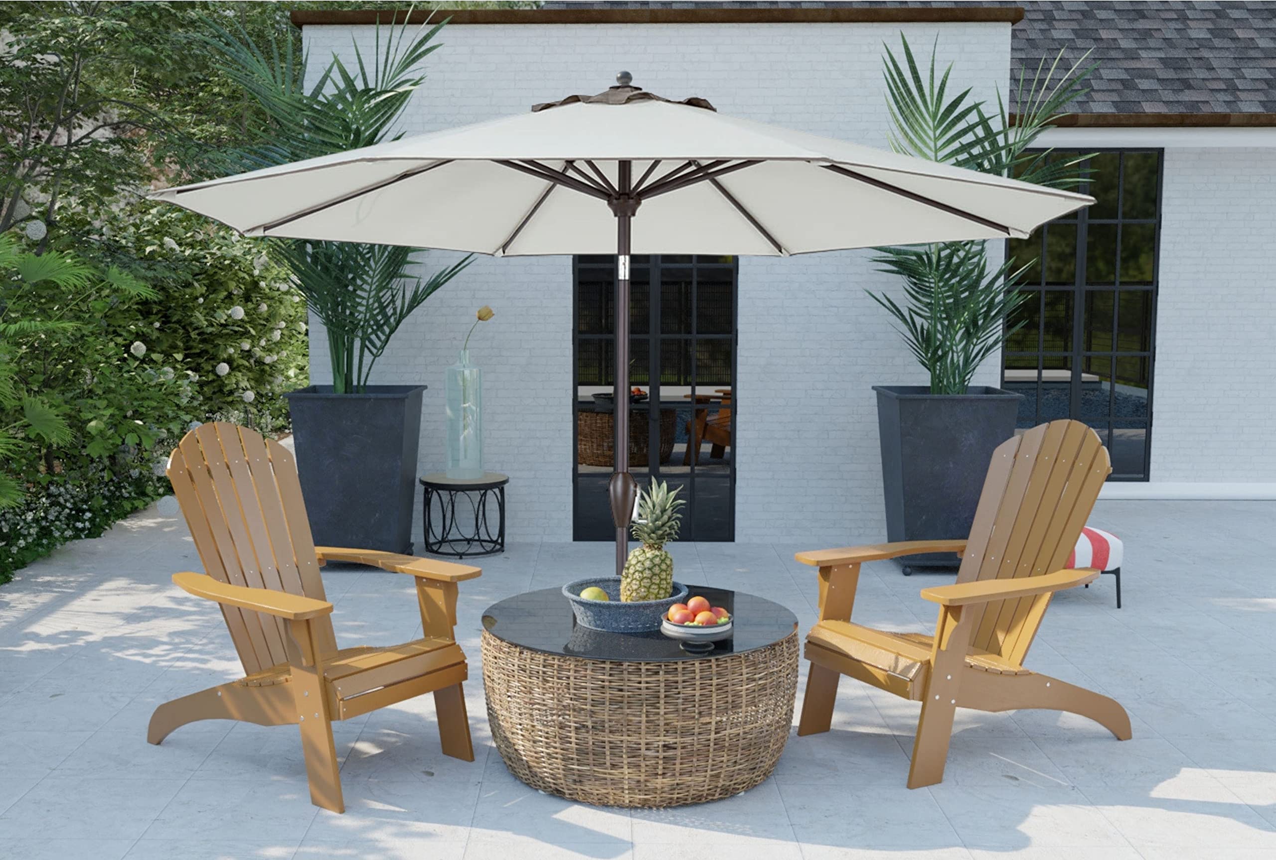9FT Beige Tan Fade Resistant Outdoor Patio Umbrella with Easy Crank Open & Push Button Tilt - Perfect for Poolside, Backyard, Deck, and Garden Shade