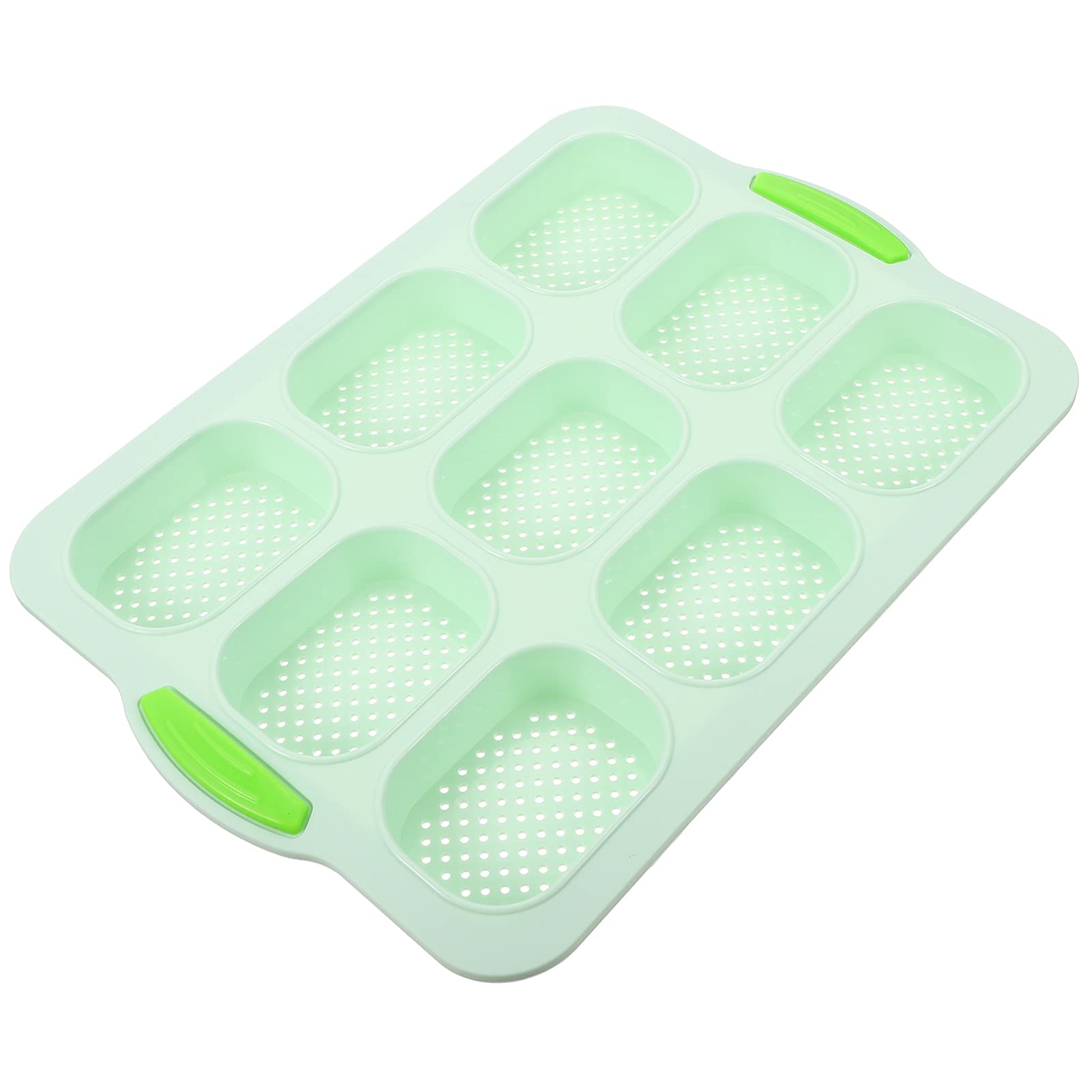 DOITOOL Non-Stick Silicone French Bread Baking Pan - 9 Wave Loaf Mold for Oven, Toaster & Sandwich Maker | Perfect for Homemade Breadsticks, Baguettes & Pastries (Green) | Ideal for Baking, Meal Prep & DIY Cooking