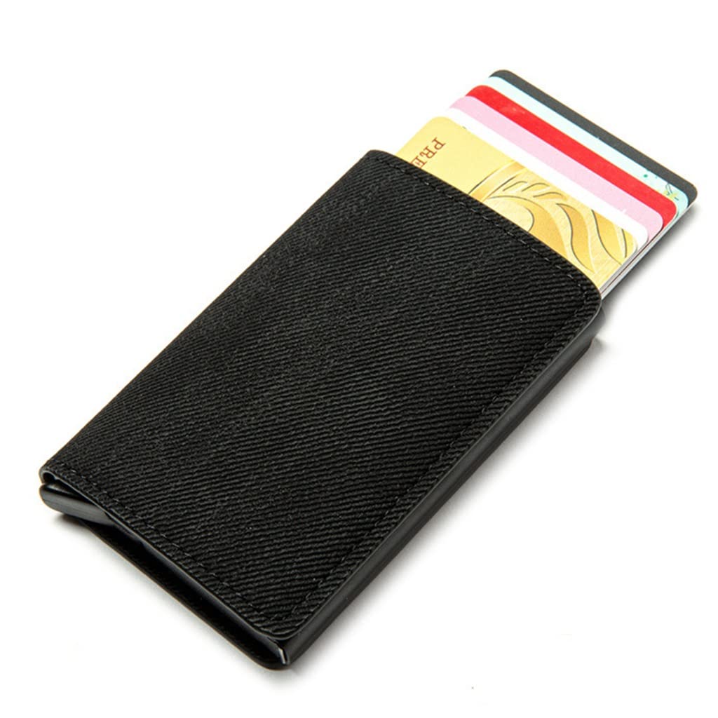 RFID Blocking Card Holder - Anti-Theft Slim Wallet for Men & Women - Denim Business Metal ID Case (10x7cm) - Perfect for Travel, Office & Daily Use
