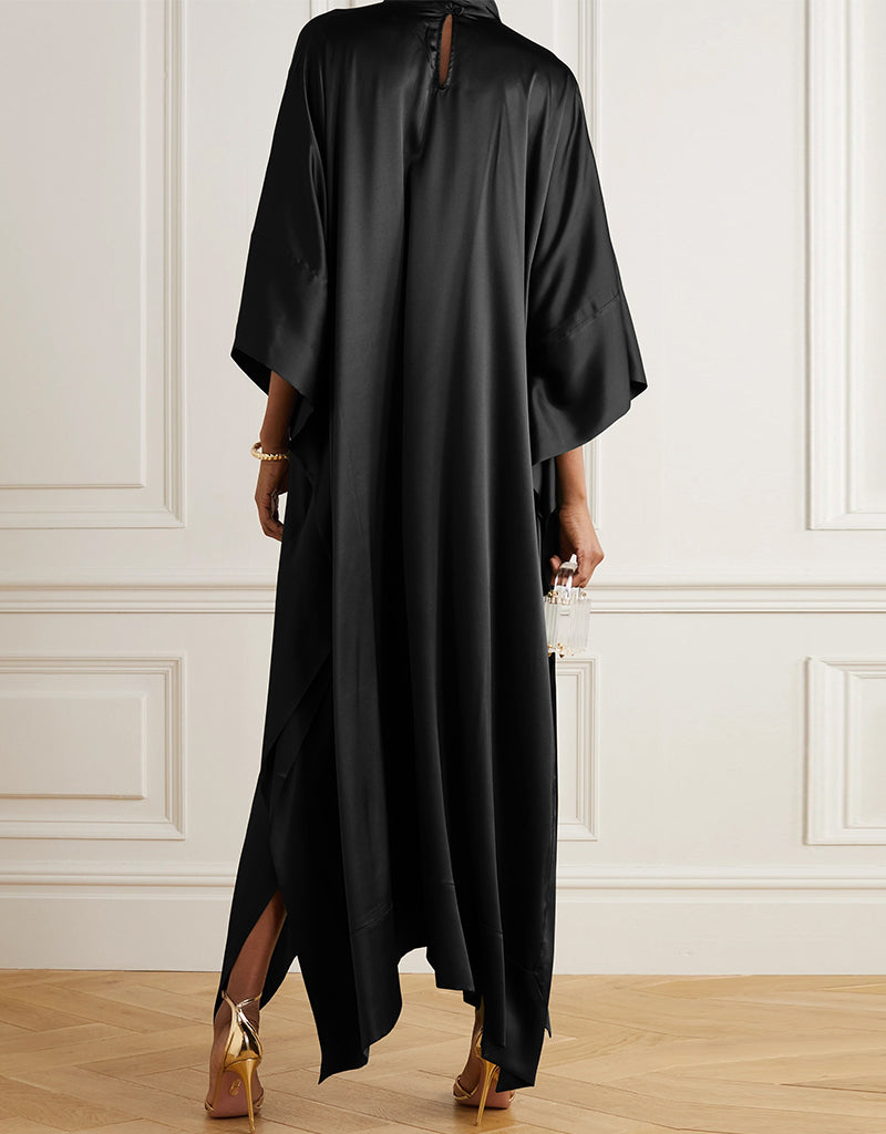 Elegant Black Maxi Dress for Women - Designer Heavy Fabric Long Dress for Parties, Weddings & Evening Events
