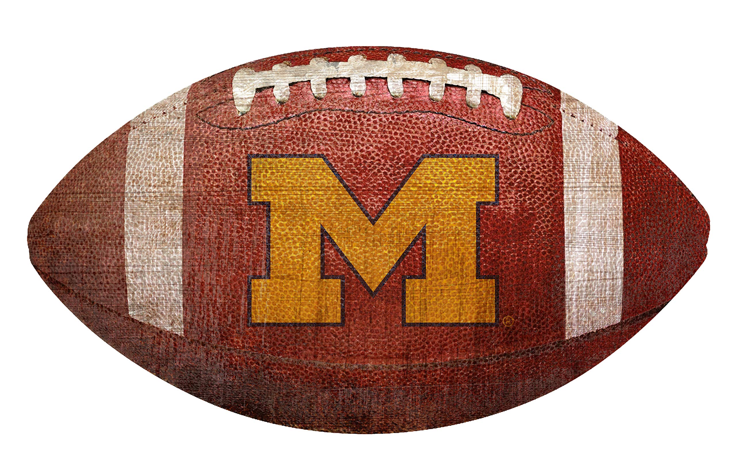 Fan Creations Michigan Wolverines 12-Inch Football Shaped Sign - Perfect for Game Day Decor, College Dorm Room, and Sports Fan Gifts