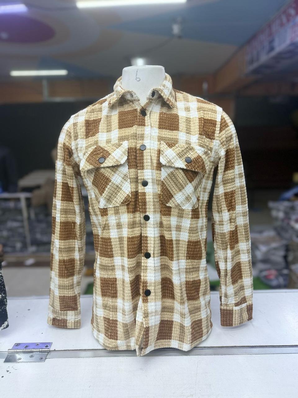 Stylish Men's Textured Checkered Long Sleeve Button Down Shirt - Casual Office Wear & Fall Fashion Essential