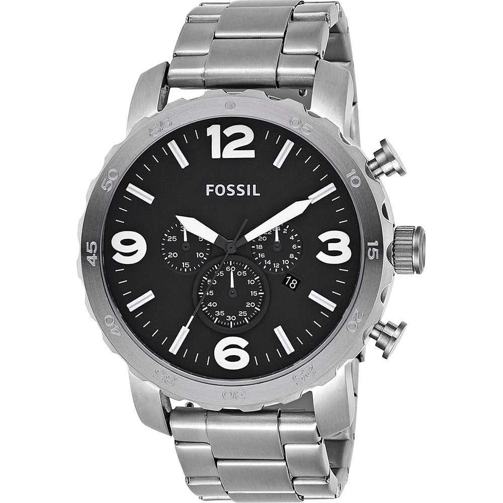 Fossil Nate JR1353 Multi-Function Stainless Steel Watch for Men - Waterproof, Chronograph, Date Display - Perfect for Casual, Business & Outdoor Activities
