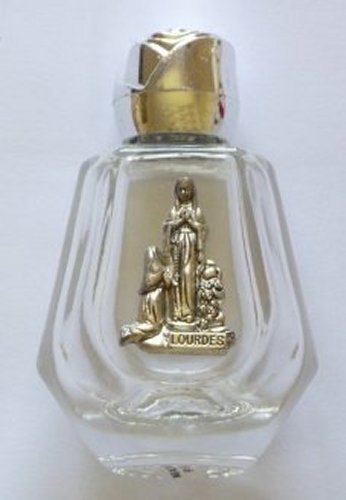 Holy Water Font Glass Cross Tea Light Holder with Blessed Lourdes Water Bottle for Home Altar, Prayer Space, and Spiritual Meditation